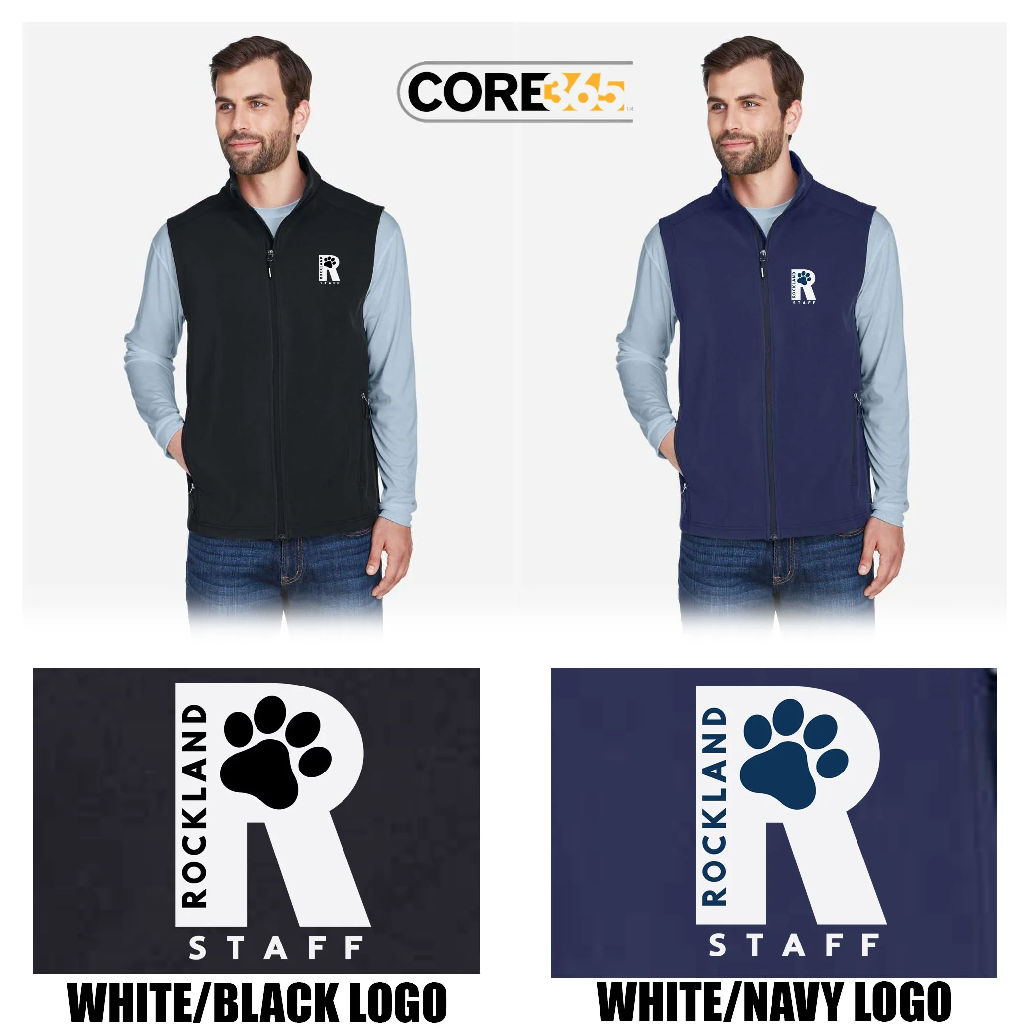 Rockland Staff Apparel RMS Sunshine (John W. Rogers Middle School) Core365 Men's Cruise Two-Layer Fleece Bonded Soft Shell Vest, Adult unisex/Men’s Fit, #CE701