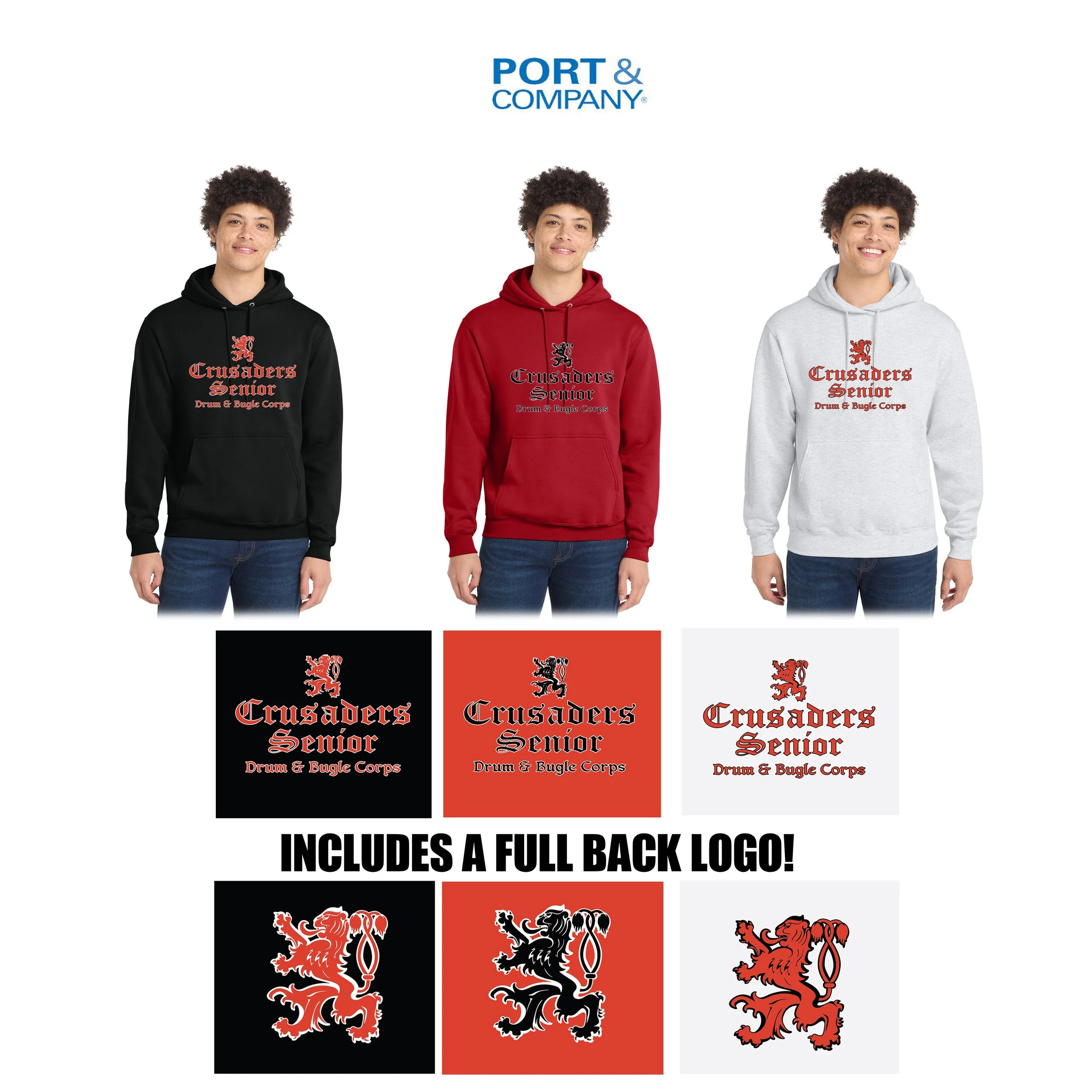 Crusaders Sr. Corps Port & Co™ Core Fleece Pullover Hooded Sweatshirt, Adult Unisex/Men’s Fit, #PC78H