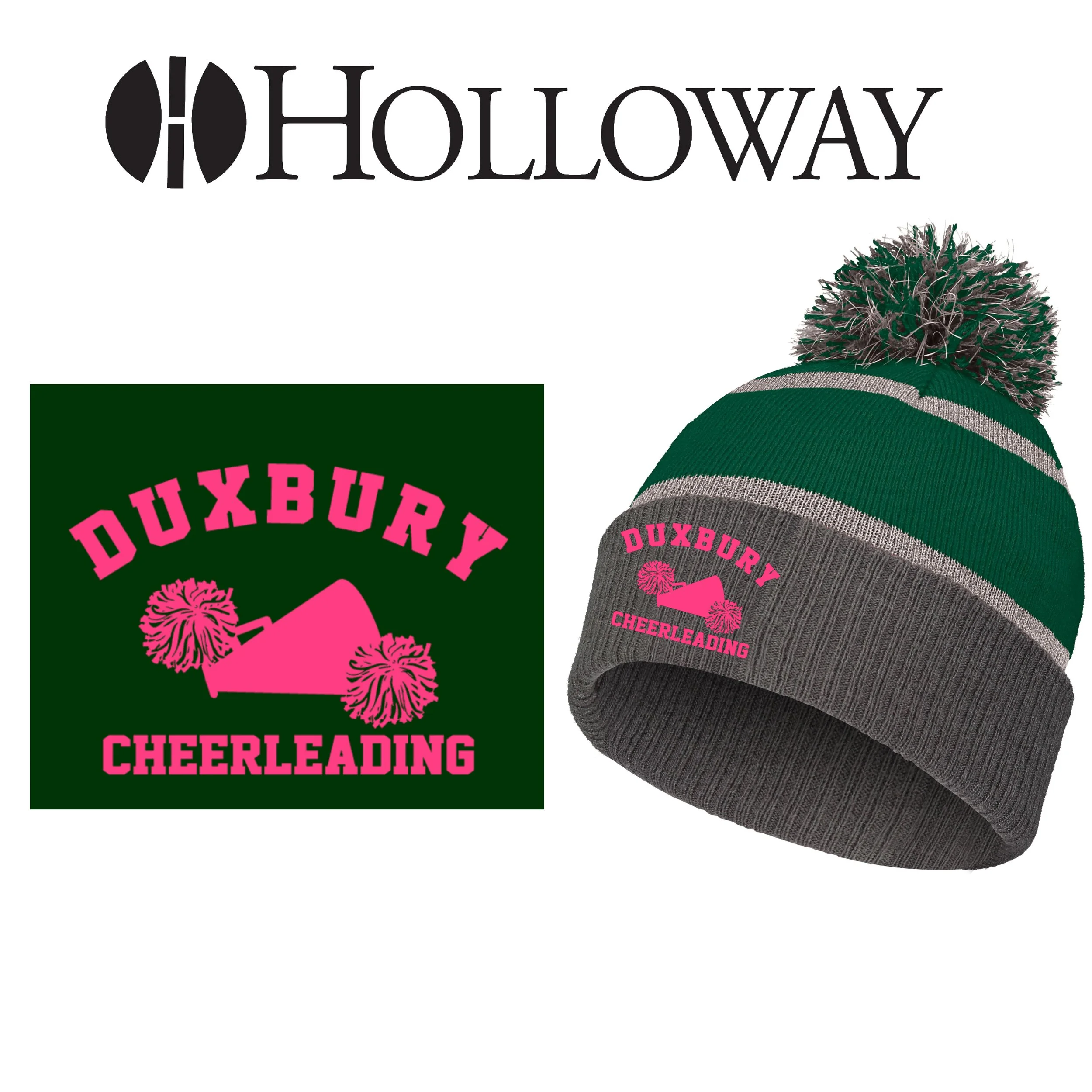 DDYC Duxbury Dragons Youth Cheerleading Holloway Reflective Beanie, Forest/Carbon Grey, Reflective, #223816