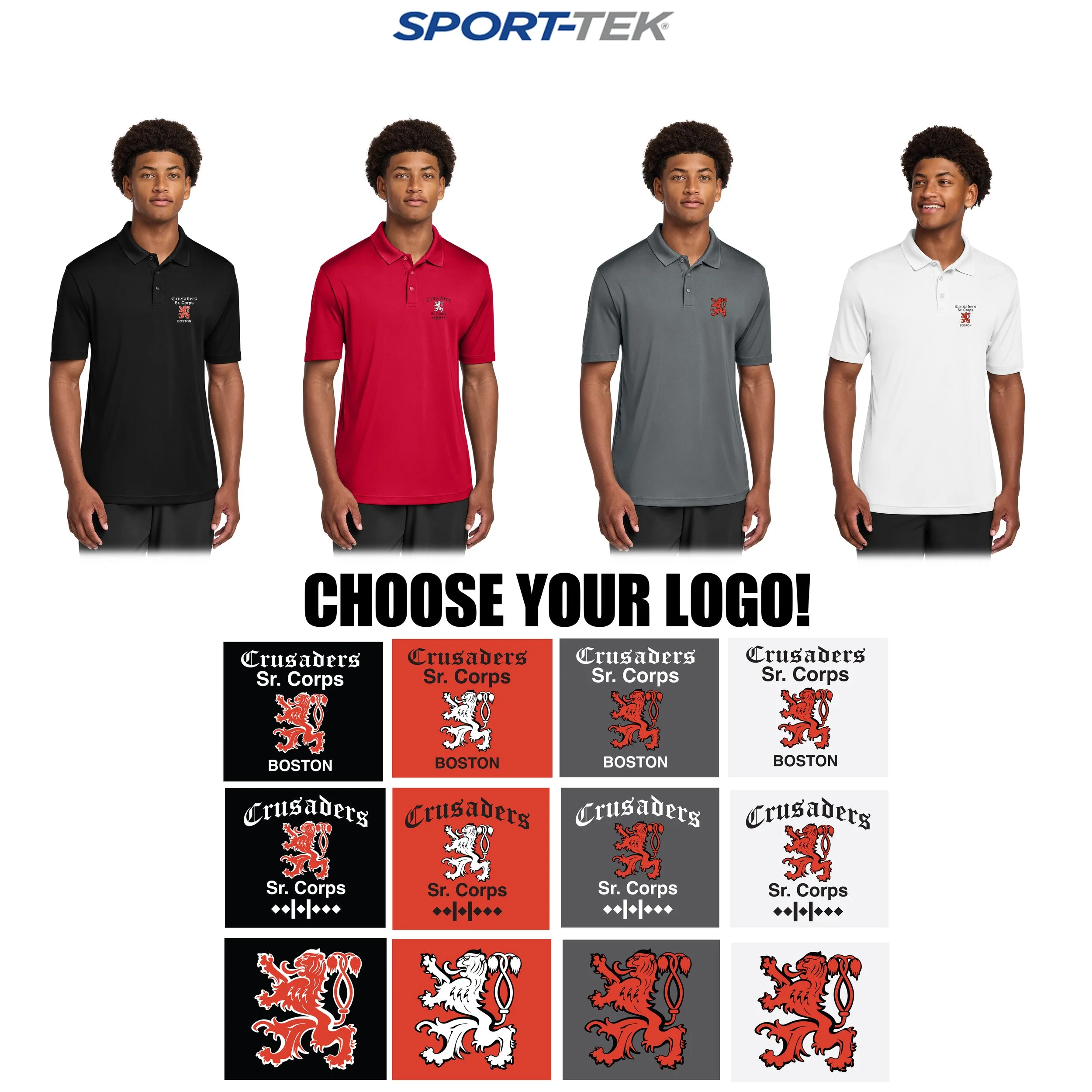 Crusaders Sr. Corps Sport-Tek® PosiCharge Re-Compete Polo, Adult Unisex/Men’s Fit, #ST725