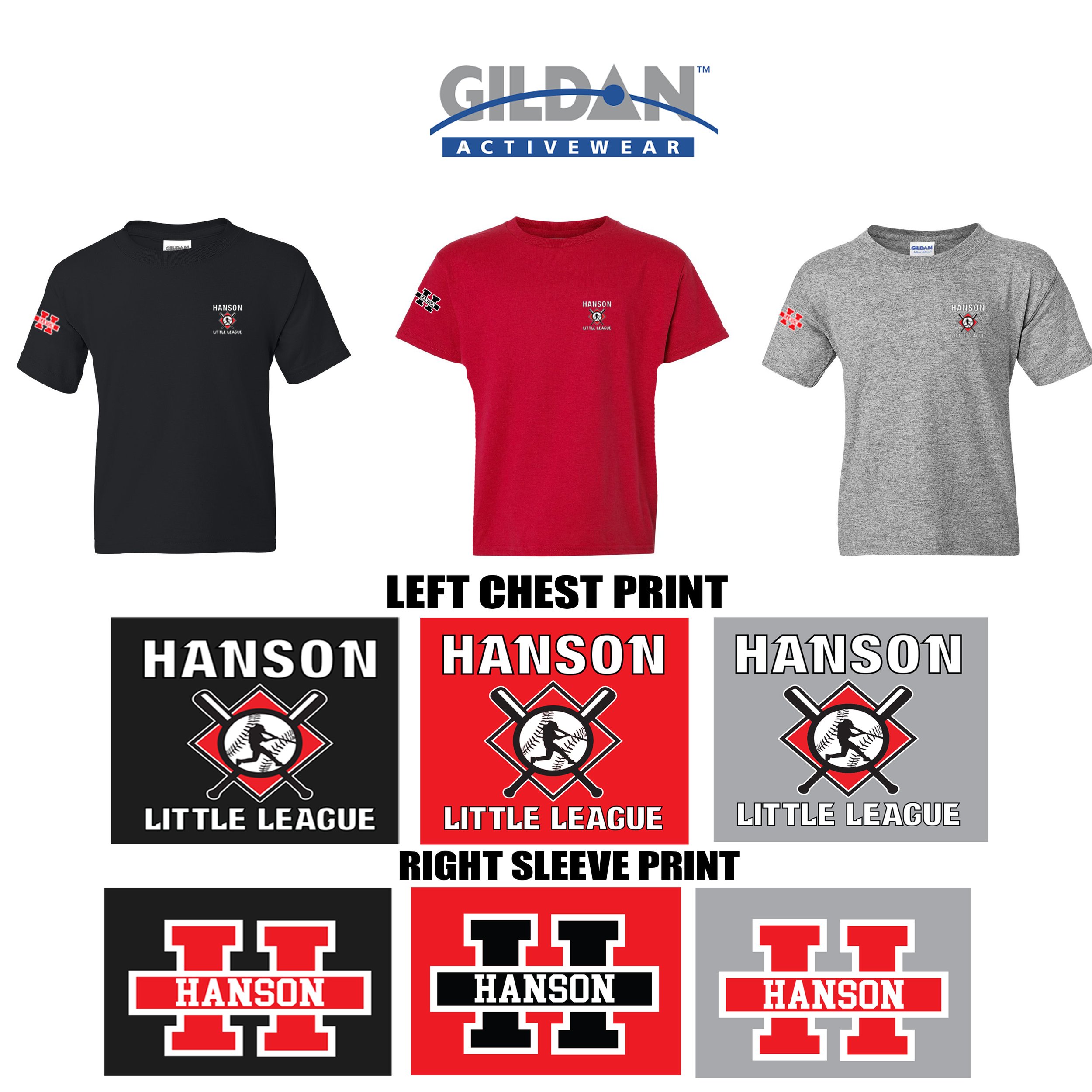 Hanson Little League Gildan Youth DryBlend® T-Shirt, Youth Fit, #8000B
