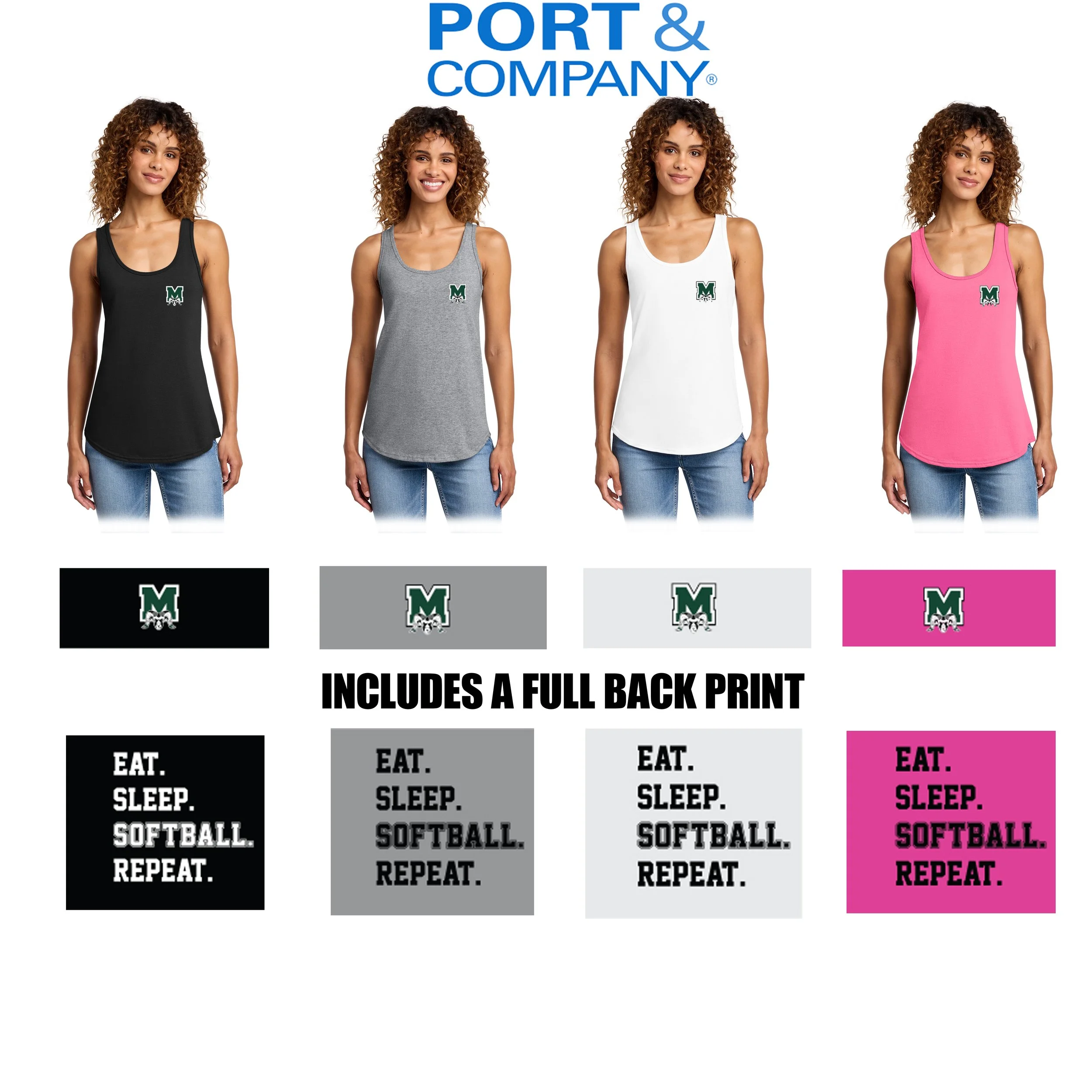 Marshfield Girls Softball Port & Co™ Women's Core Cotton Tank Top, Women’s Fit, #LPC54TT