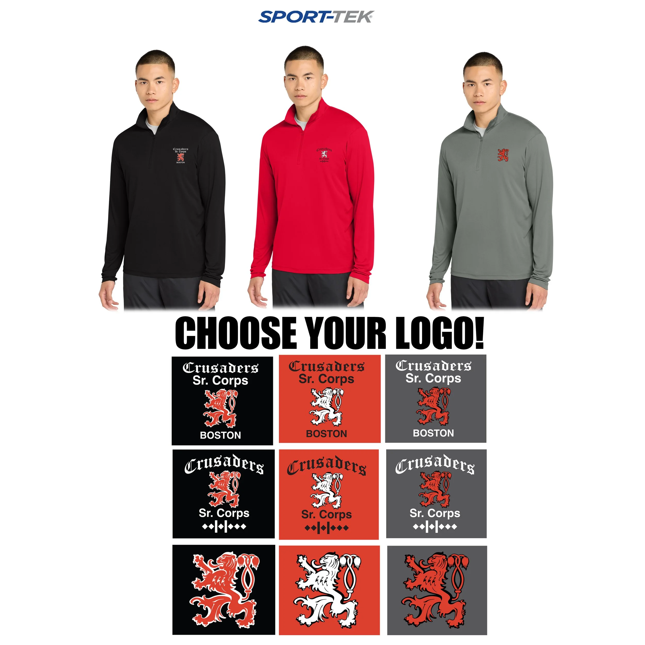 Crusaders Sr. Corps Sport-Tek® PosiCharge® Competitor™ 1/4-Zip Pullover, adult Unisex/Men’s Fit, #ST357