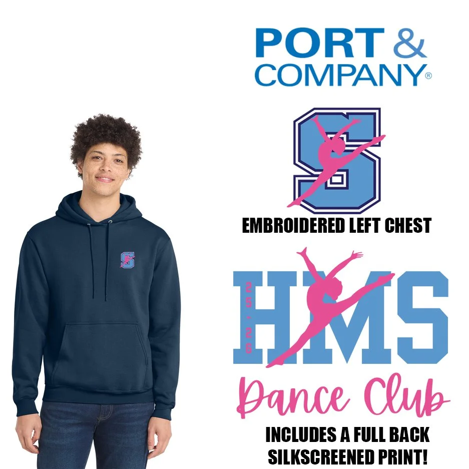 Hurley Middle School DANCE 2025-2026 Port & Co™ Core Fleece Pullover Hooded Sweatshirt, Adult Unisex, #PC78H