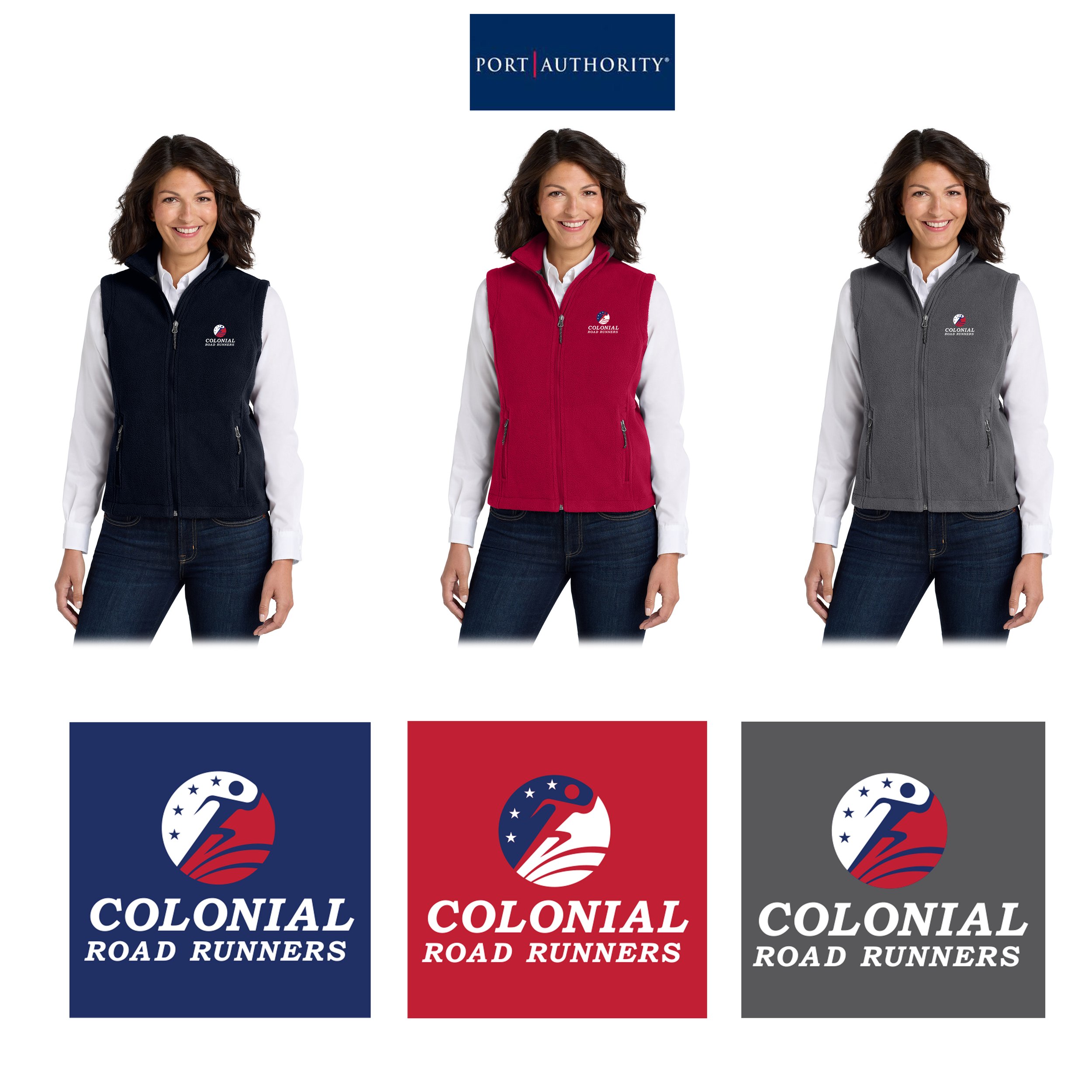 Colonial Road Runners Port Authority® Women's Fleece Vest, Women’s Fit, #L219