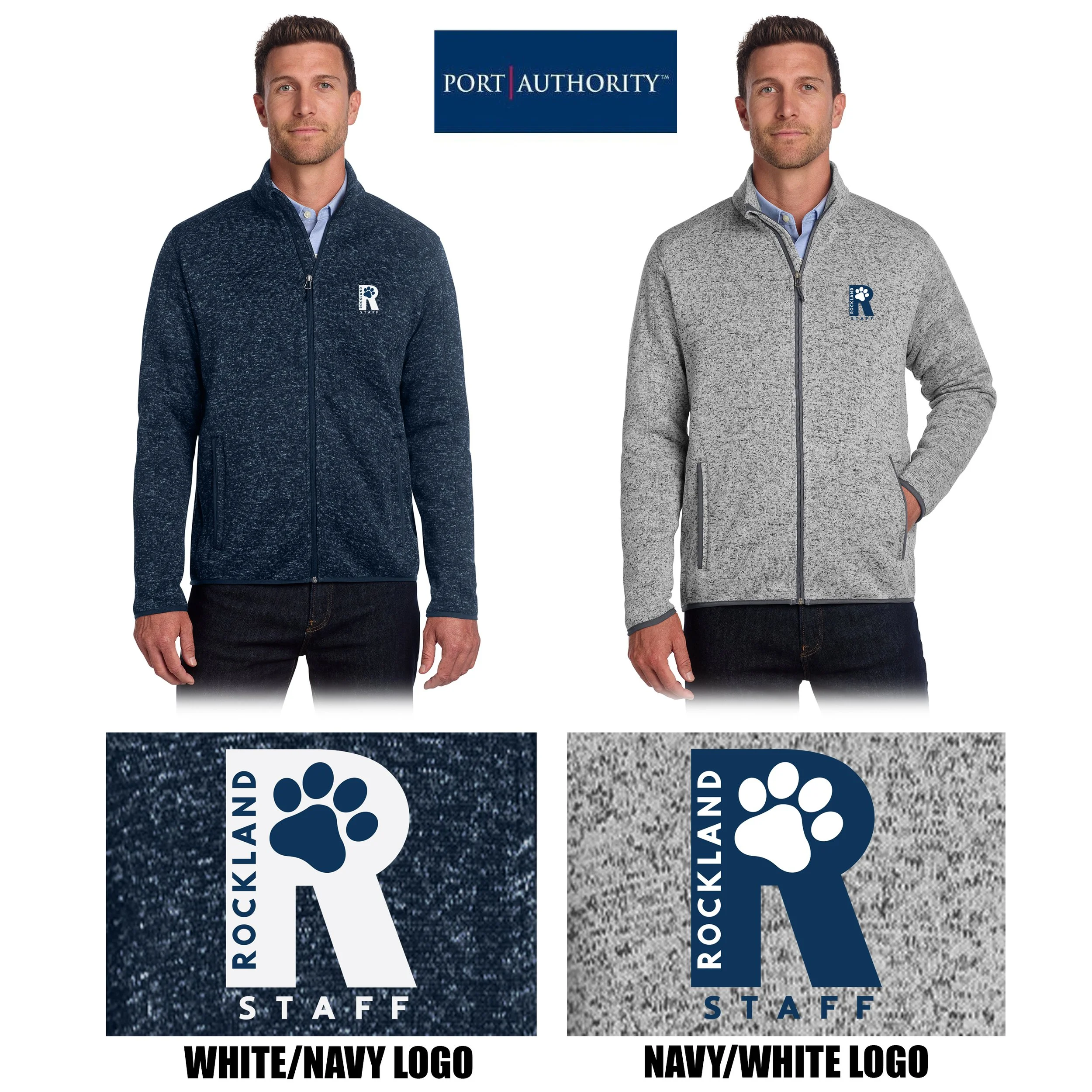 Rockland Staff Apparel RMS Sunshine (John W. Rogers Middle School) Port Authority® Sweater Fleece Jacket, Adult Unisex/Men’s Fit, #F232