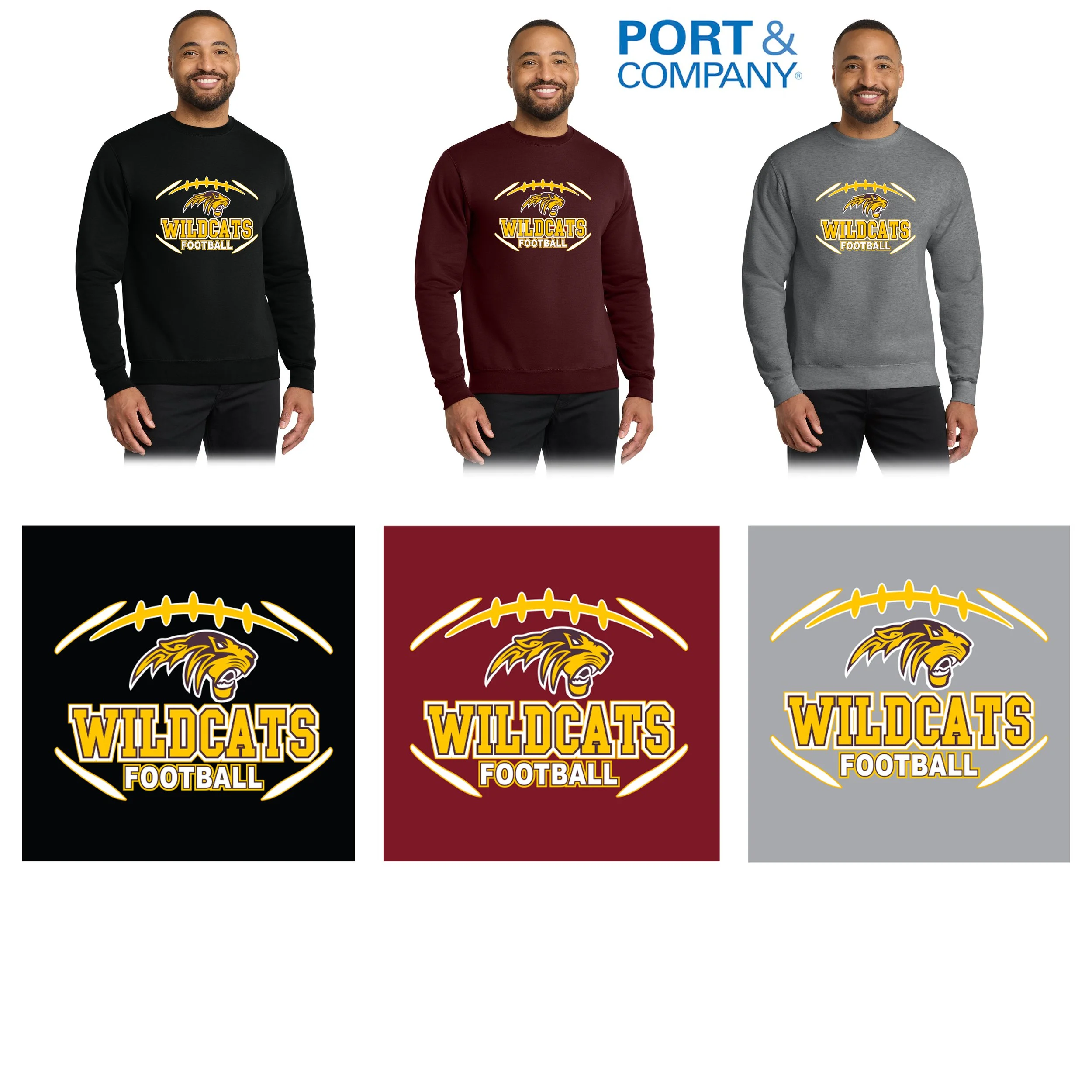 Weymouth Youth Football Port & Co® Core Fleece Crewneck Sweatshirt, Adult Unisex/Men’s Fit, #PC78