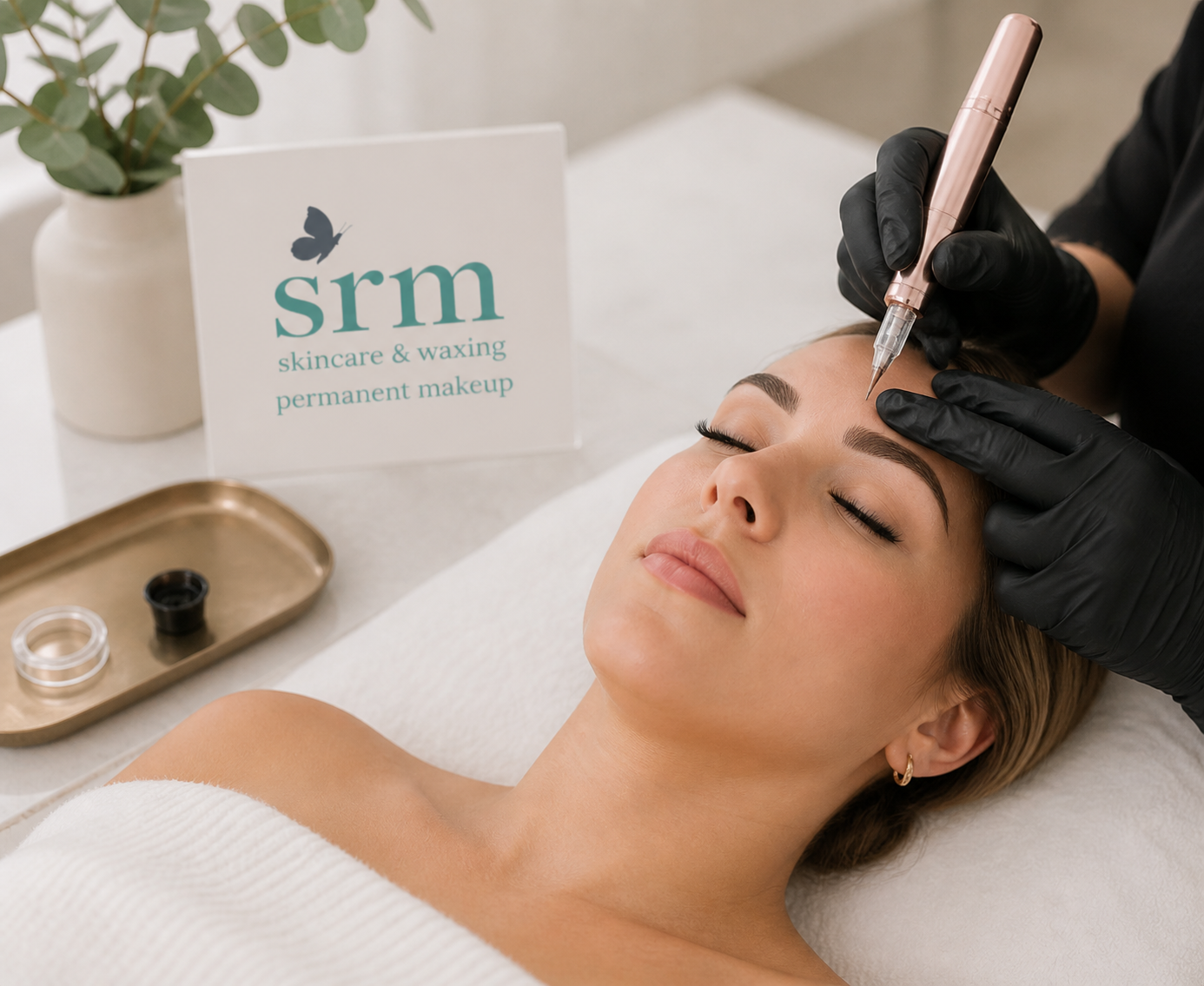 Permanent Makeup Artist doing Permanent Brows at SRM SKINCARE & WAXING STUDIO