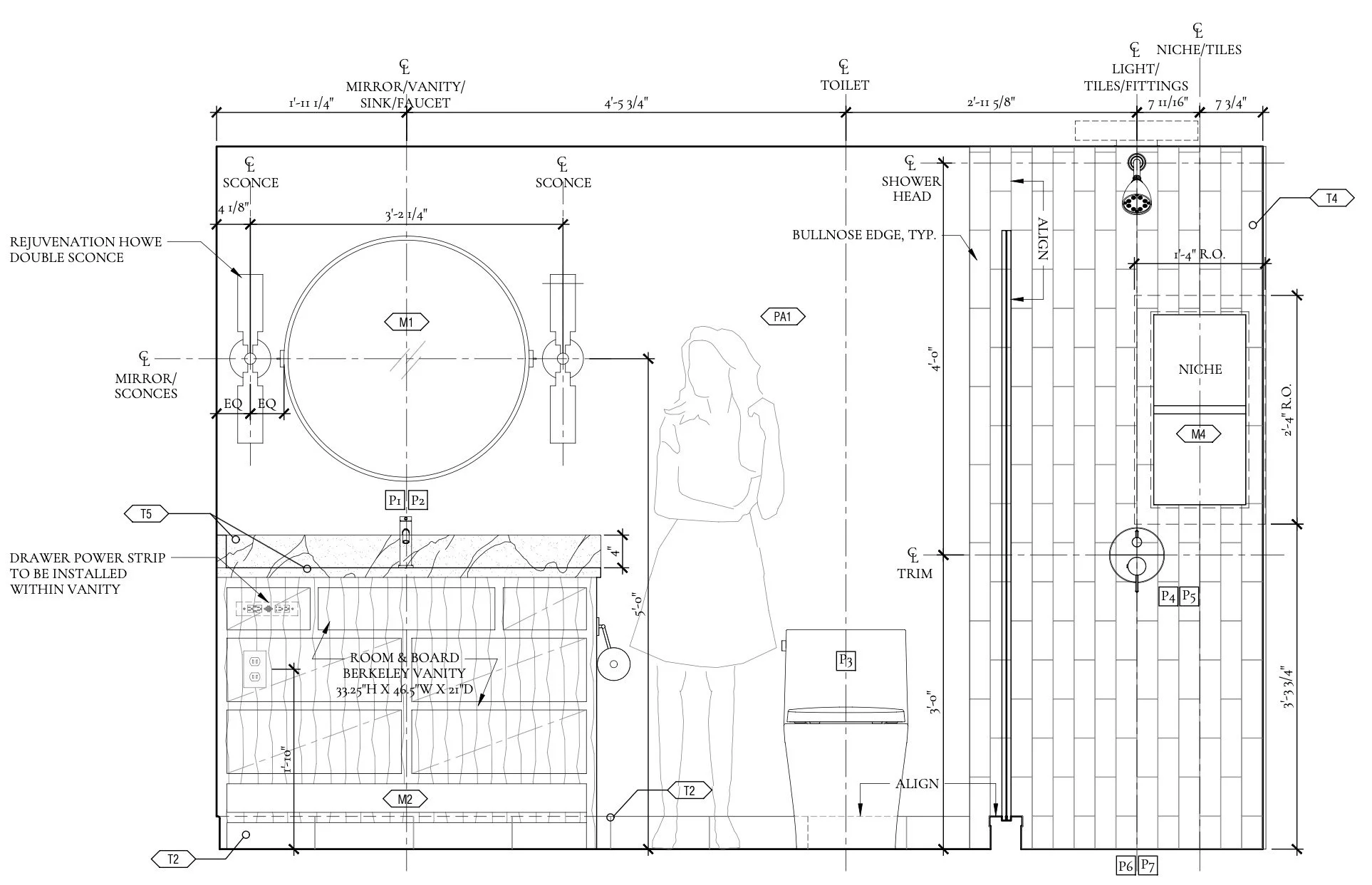 Guest Bath Upgrade - utilizing retail vanity, lights, and mirror. Thanks to my amazing architectural drafter that takes my hand sketches and notes and creates the most stunning drawings for me. @jenniferleestudio