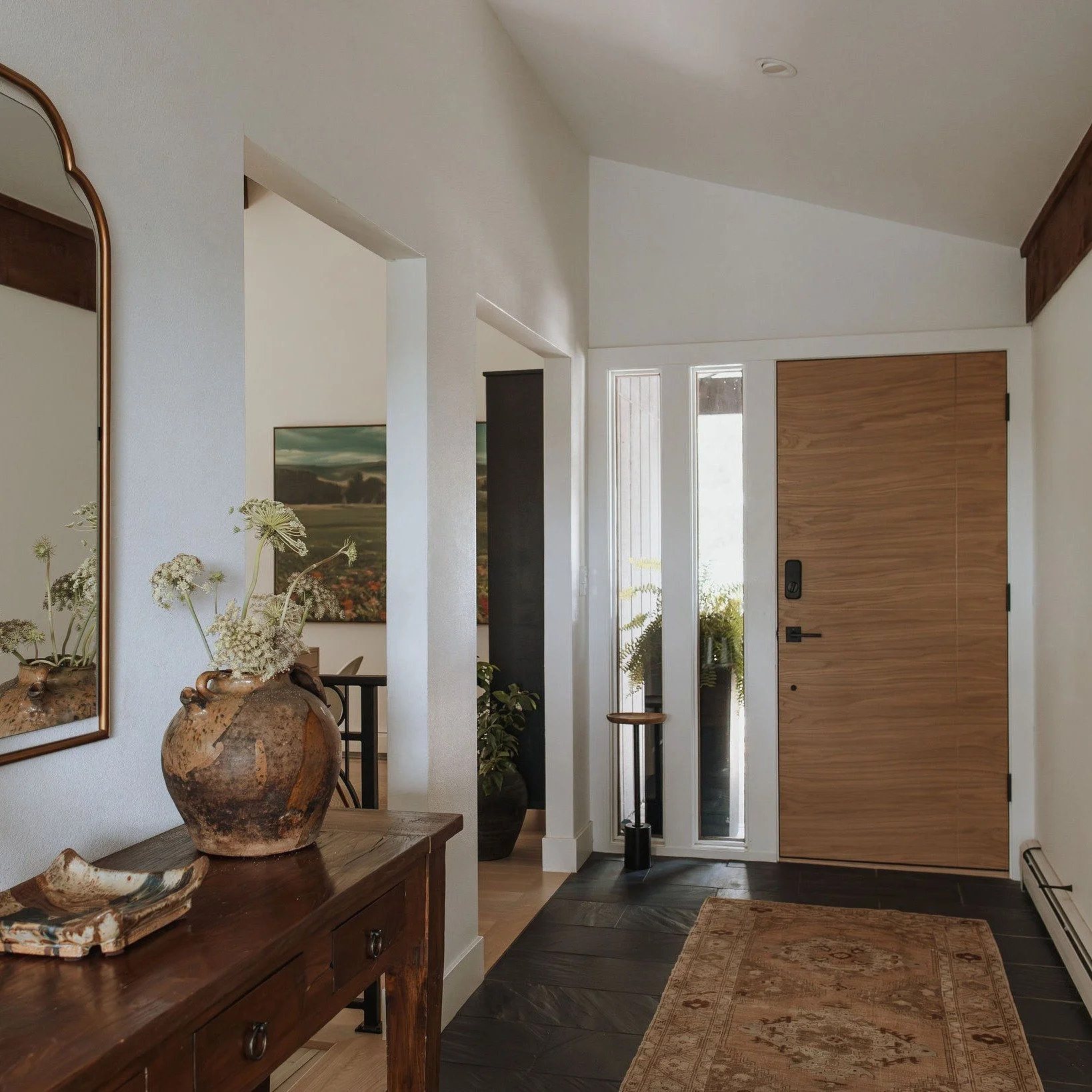 Mixing new and old for this entryway. It might be hard to see the small grapefruit tree tucked partially behind that column, but you could not miss the intoxicating fragrance. I think citrus trees may have the most gorgeous fragrance of all fruit tre