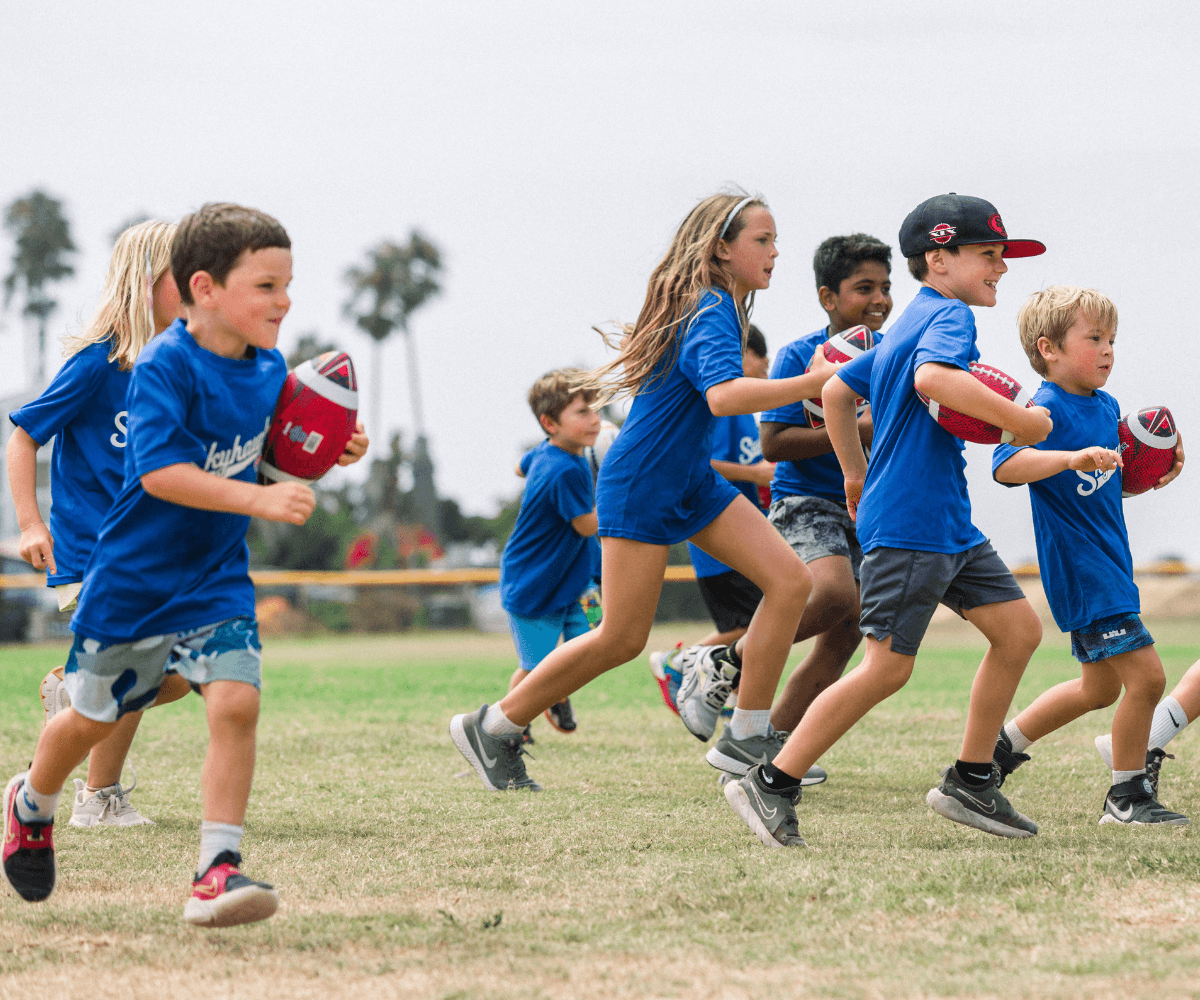 School-age children participating in a Skyhawks sports program