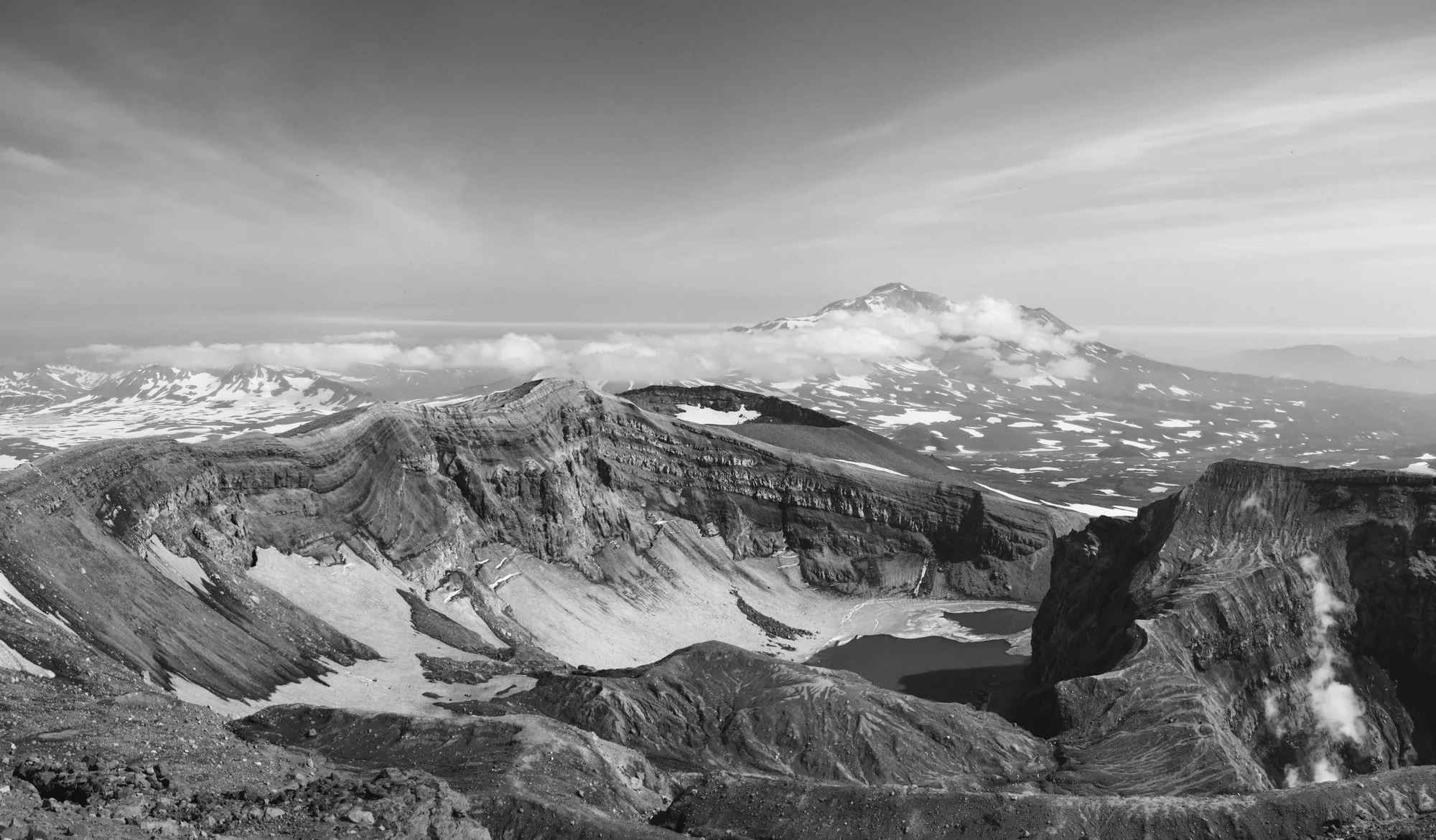 The summit of Gorely, looking out to Mutnovsky in Kamchatka, far eastern Russia (Digital)