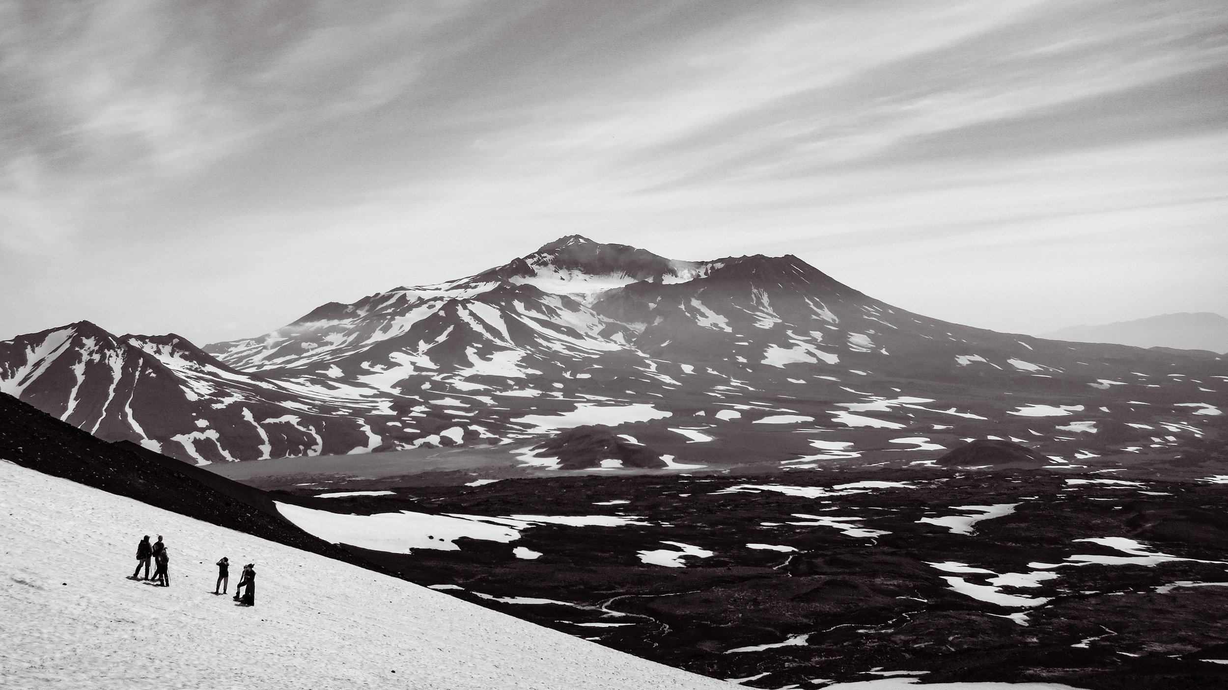 Mutsnovsky volcano, from the flank of Gorely, Kamchatka, Russia (Digital)