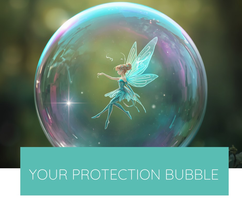 Fairy in a clear pink bubble of protection