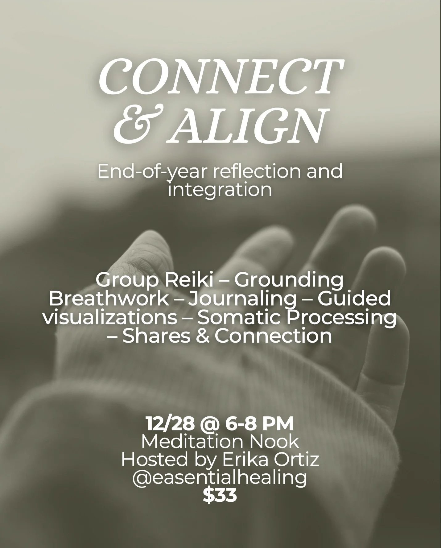 I cannot express how grateful I feel to host this deep experience to integrate this year and create space for more of ourselves to be embodied in 2026.

Join me for a deeply restorative evening created to reflect on 2025, align with your truth, and c