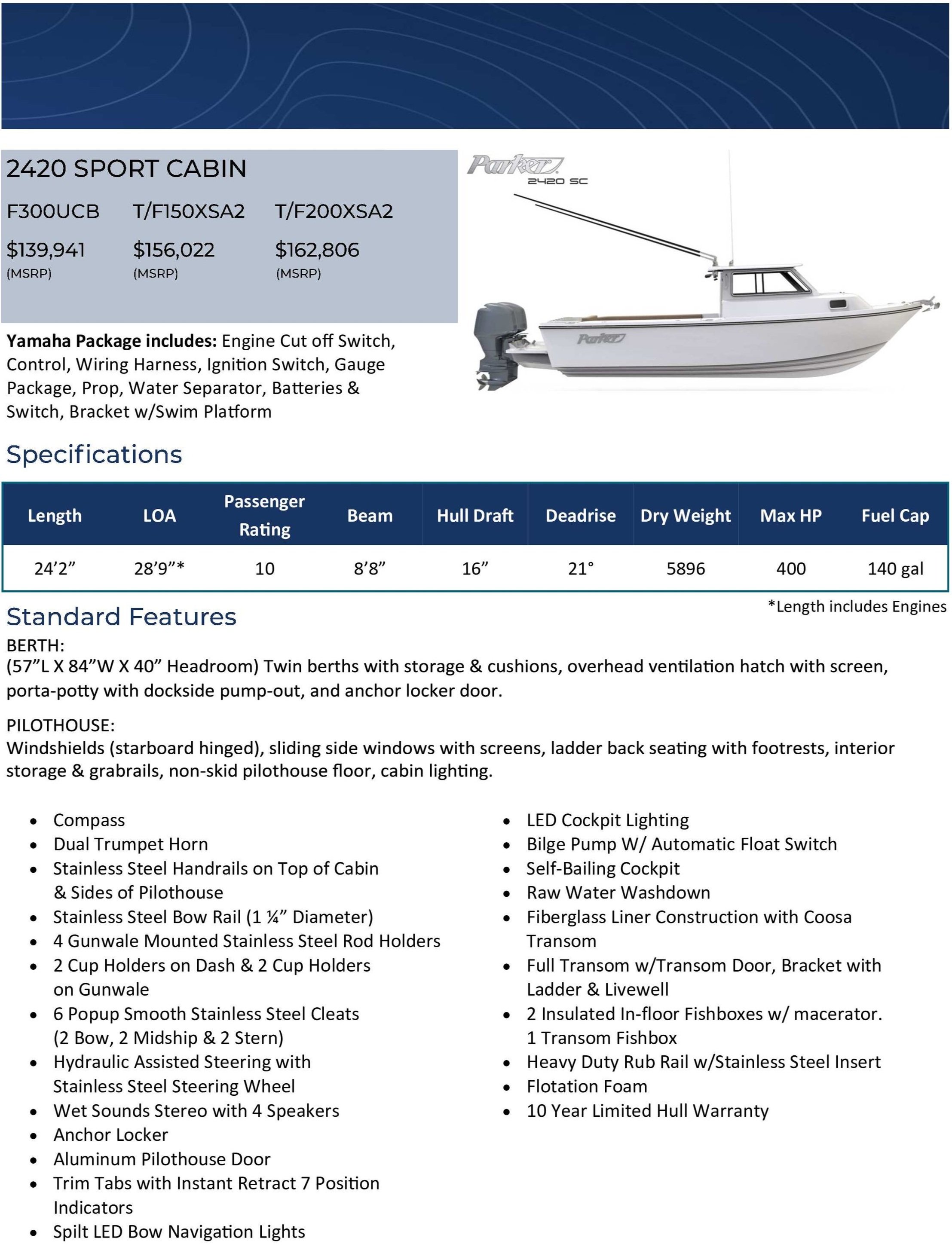 2420 Sport Cabin - Parker Boats
