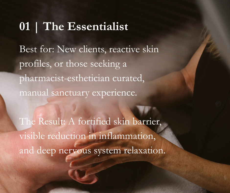 A client receiving The Essentialist facial treatment, Glow Lab's classic custom facial combining manual techniques and high performing skincare.