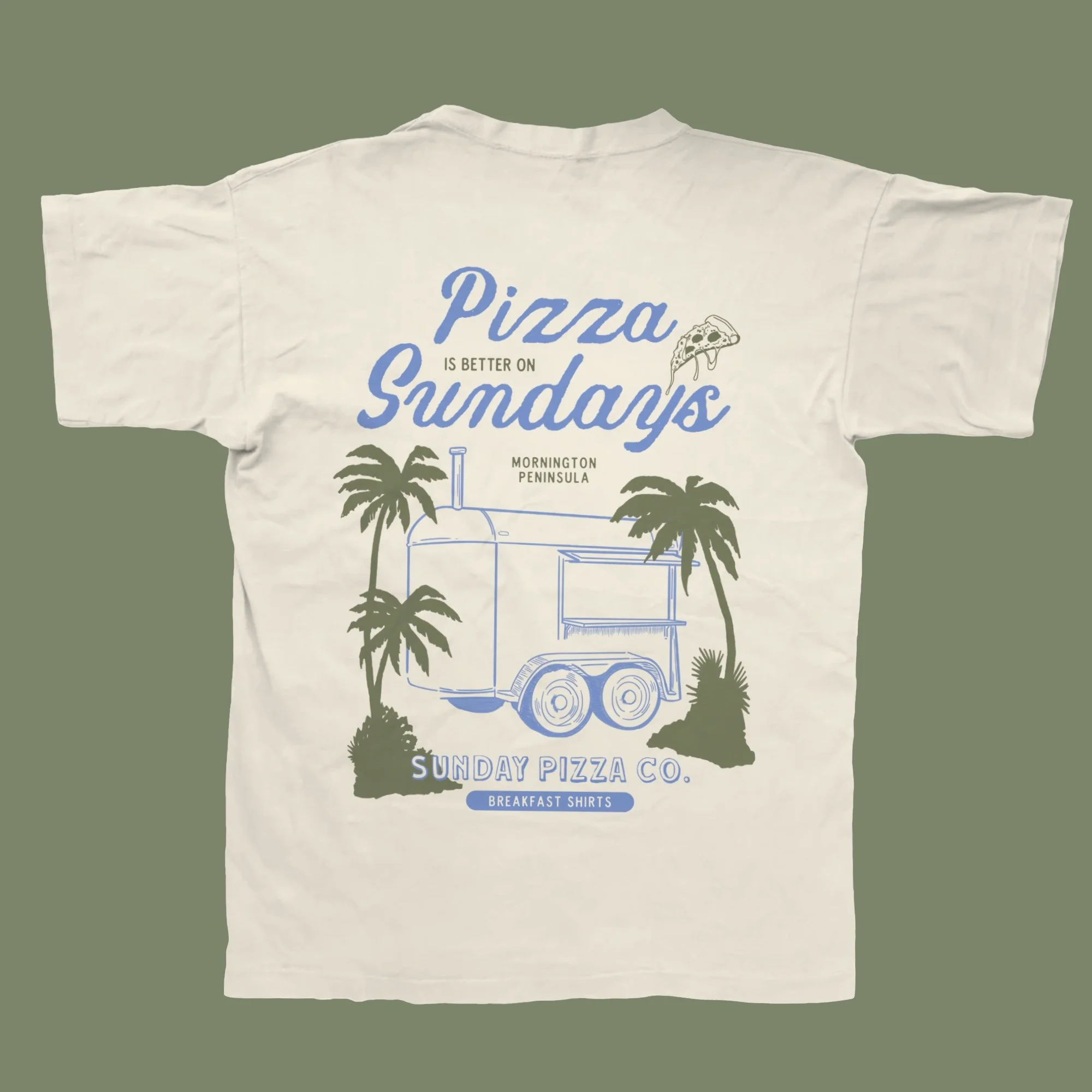 Breakfast Sirts x Sundy Pizza Co - Back T-Shirt Design