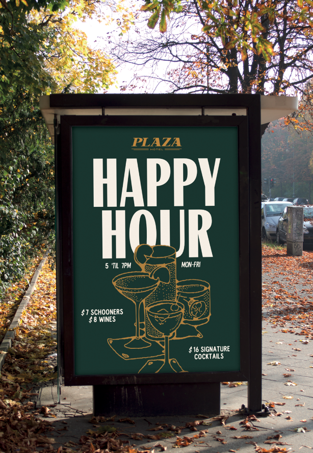 Plaza Hotel - Happy Hour Poster Design Autumn 2026