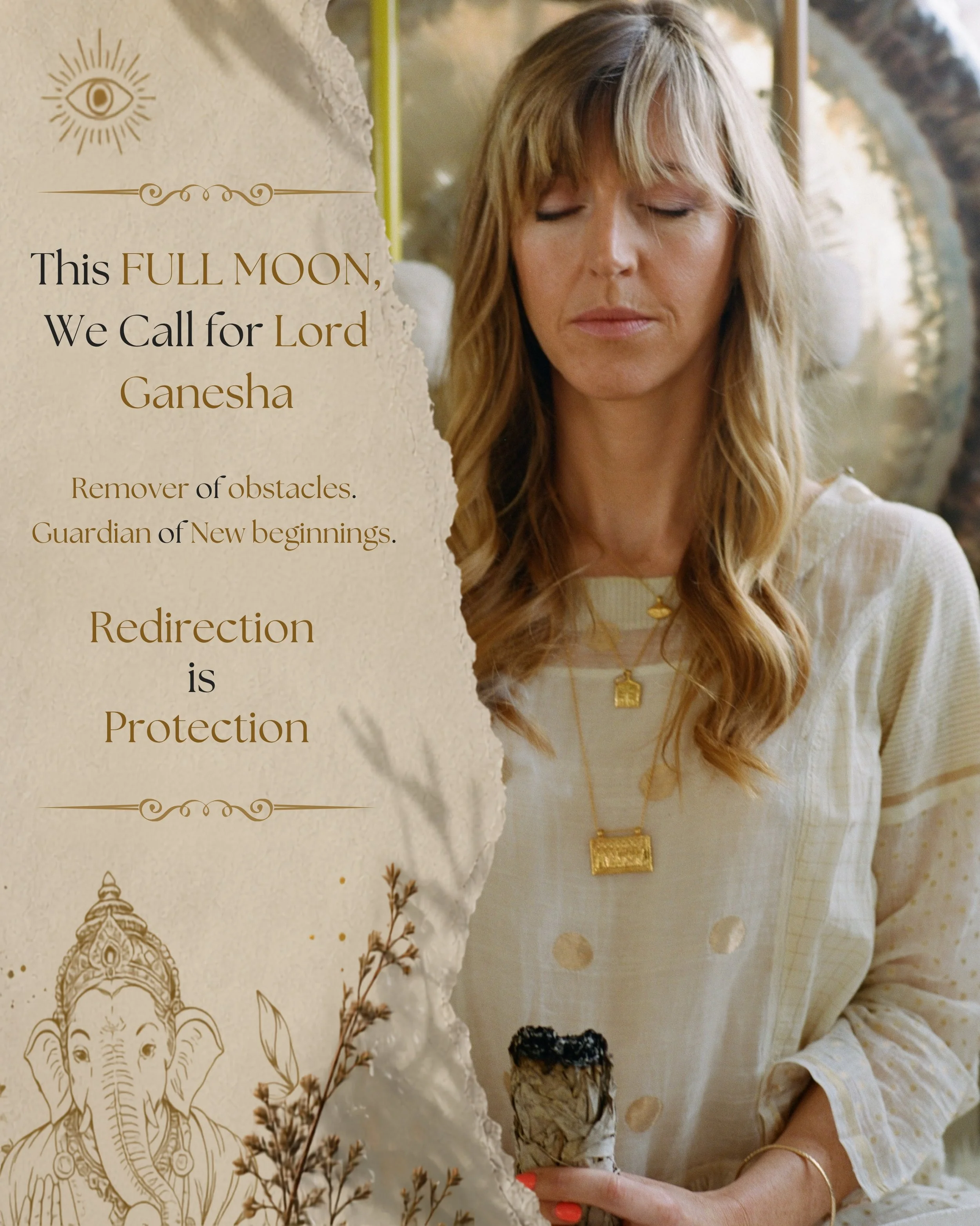 There is a teaching about Ganesh that I&rsquo;ve always found fascinating.
Most of us know him as the remover of obstacles. We call upon him at the beginning of a new venture, a new relationship, a new chapter of life. We ask for clarity, support and
