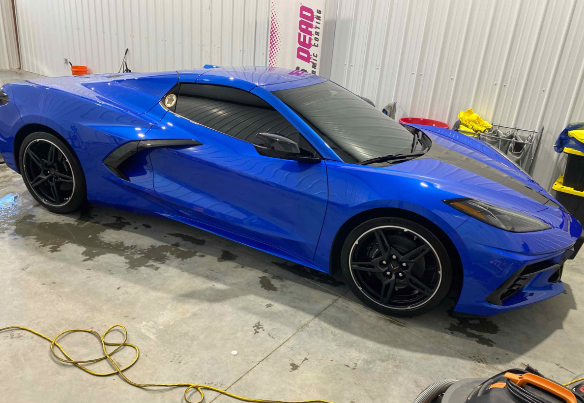 ceramic coating being installed on a car