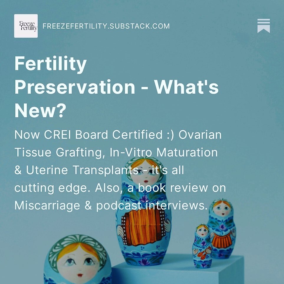 Read all about the cutting edge of Fertility Preservation, on the Freeze Fertility Newsletter on Substack 🌱 

Developments in medicine allow us to work with eggs, ovary &amp; uterus for future fertility. These serious scientific breakthroughs, done 