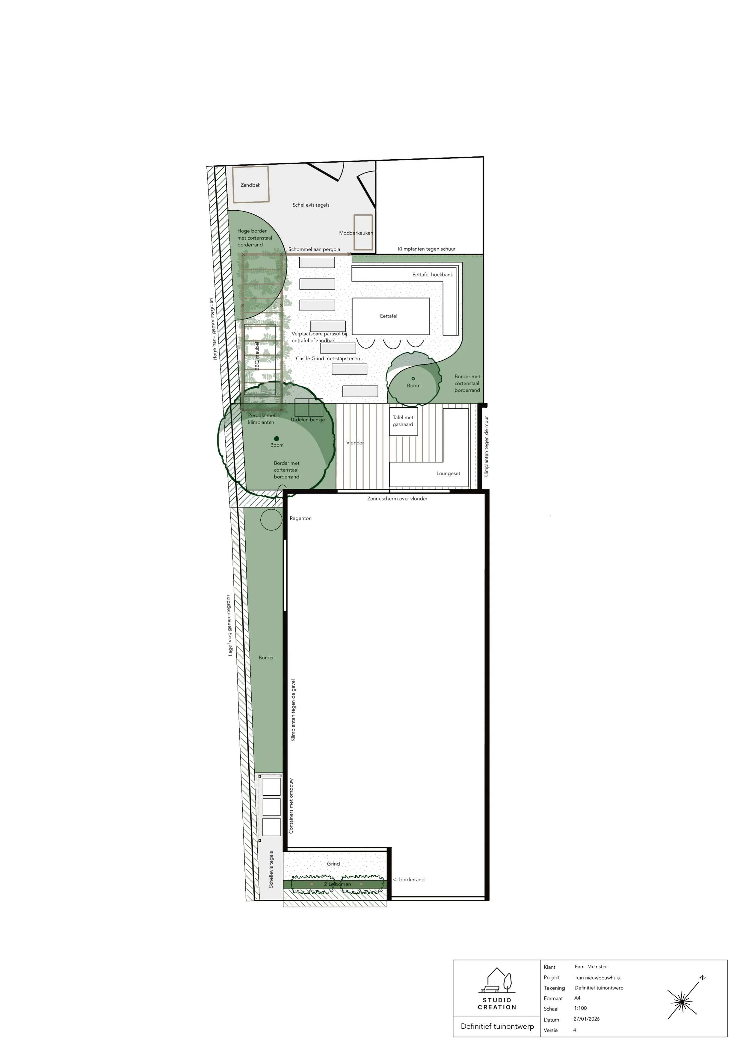 Tuinontwerp nieuwbouw stadstuin