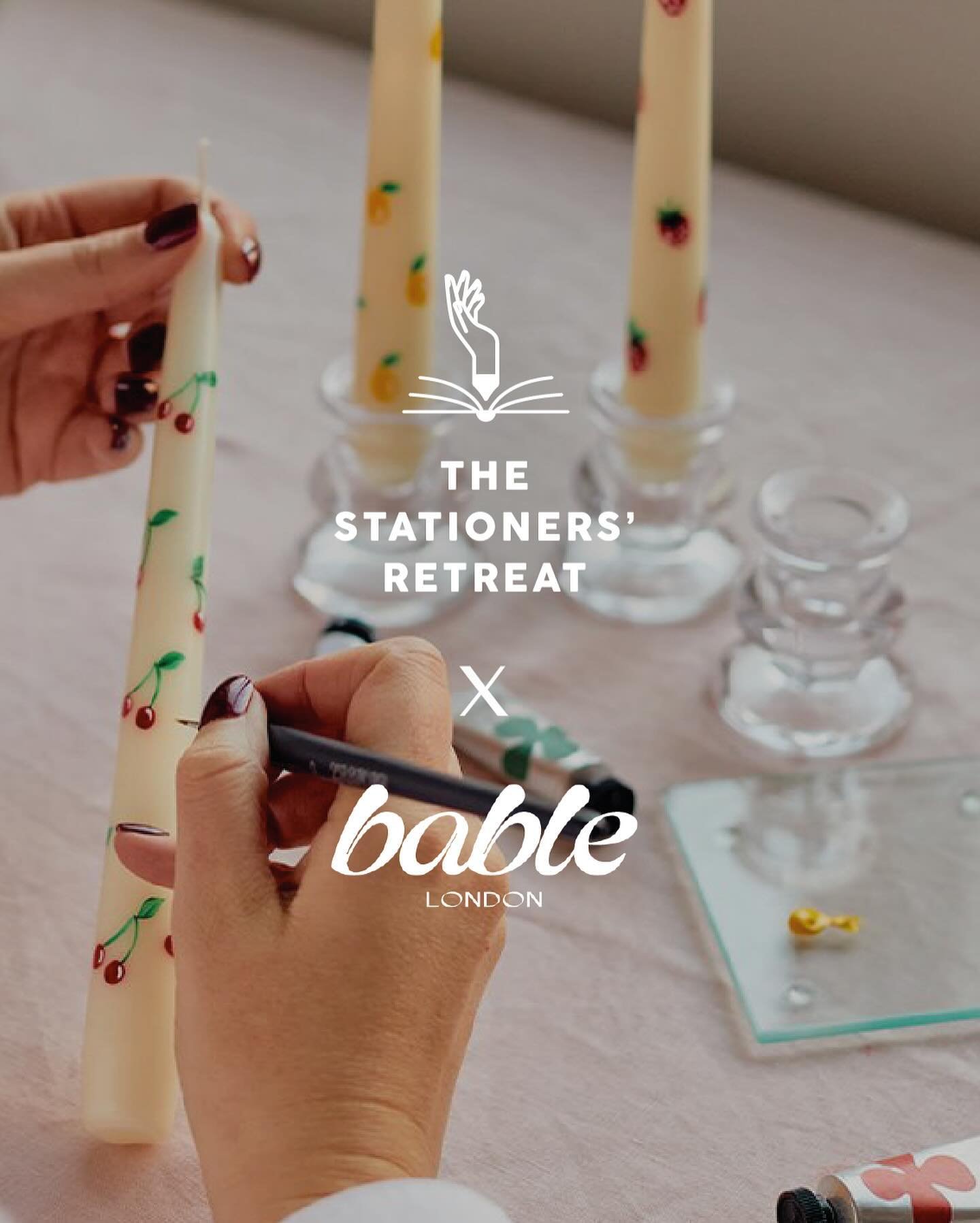 🎨 Suite Press x Bable London ~ This year we are raising the bar and are THRILLED to have snapped up the incredible Bianca from Bable to join us for a fun filled creative candle painting session. Bianca has grown her hand painted candle business into