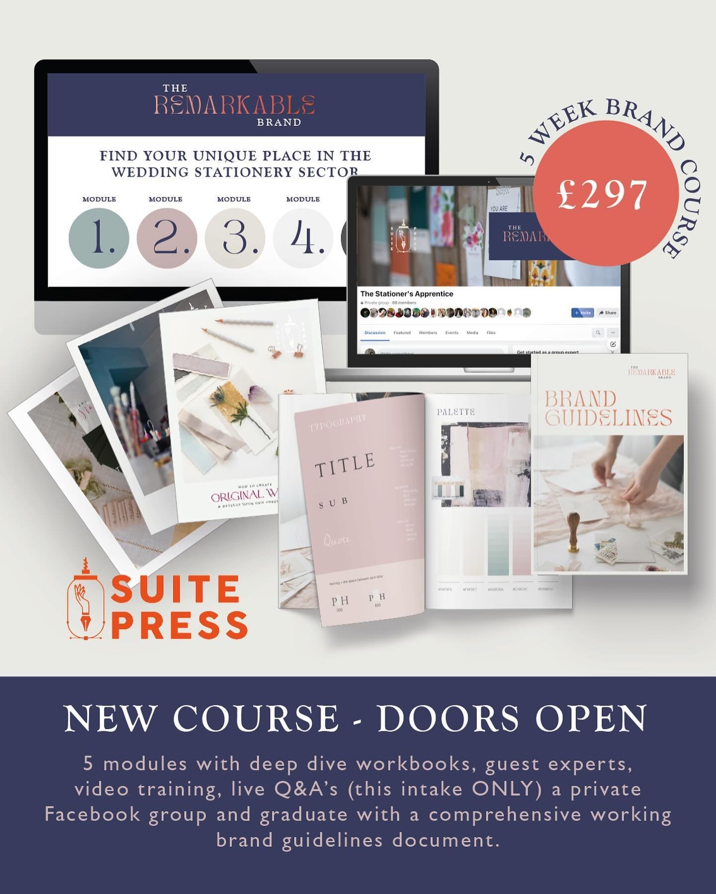 DOORS ARE OPEN! We are THRILLED to announce the latest course to the Suite Press portfolio, and one which is so creatively driven. We are going to have SO MUCH FUN!

&lsquo;The Remarkable Brand&rsquo; is an incredible new immersive and creatively l