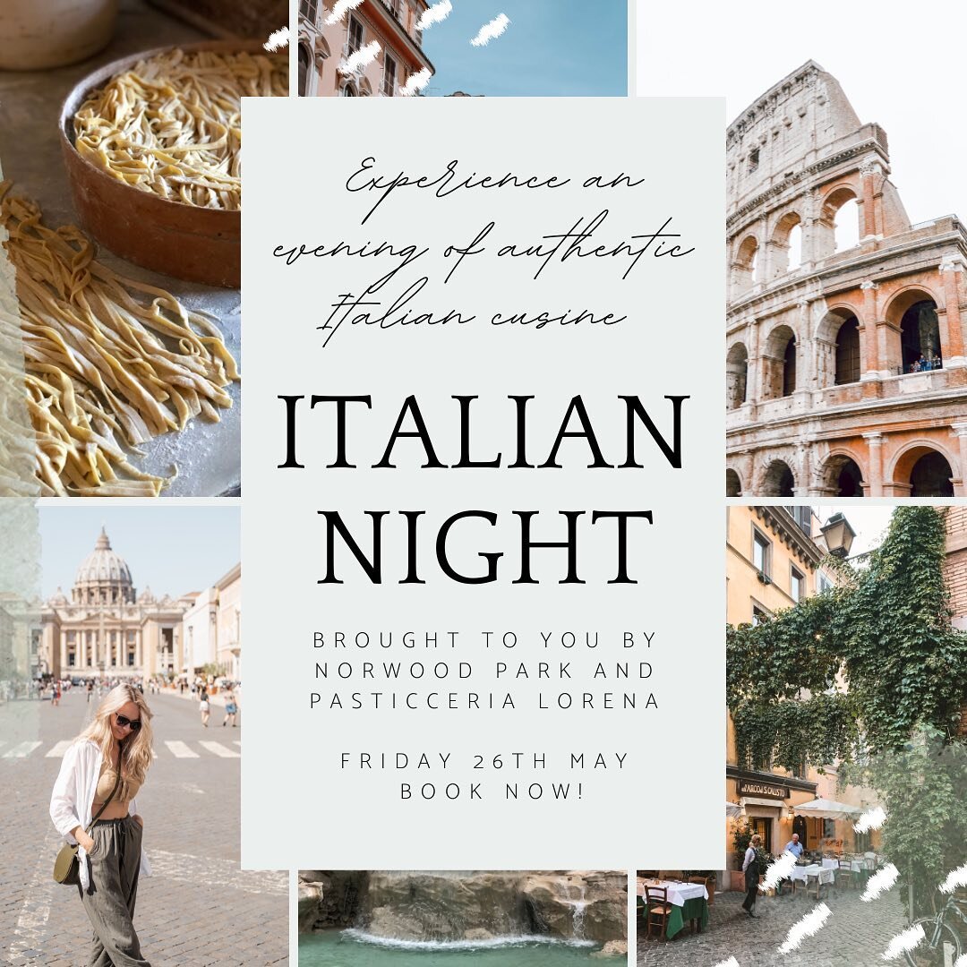 There is still time to book your tickets for &lsquo;ITALIAN NIGHT&rsquo; 🇮🇹

A rare opportunity to sample a delicious and authentic Italian meal in the stunning surroundings of @norwoodng25 beautifully styled by our friends @fine_and_dandy_events 
