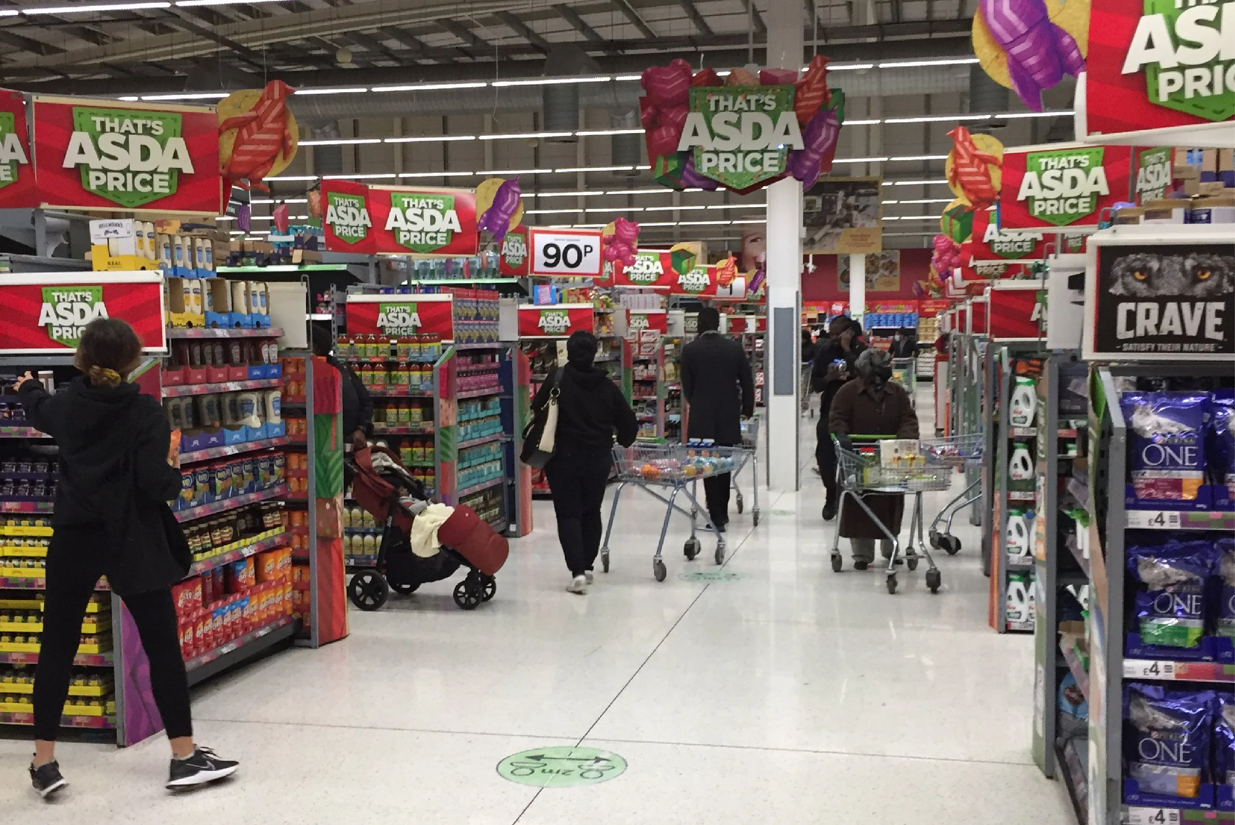 Photo of the central aisle of an ASDA megastore