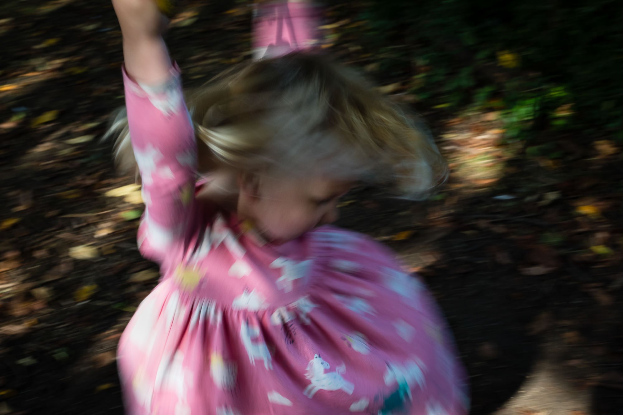 Spinning girl at preschool