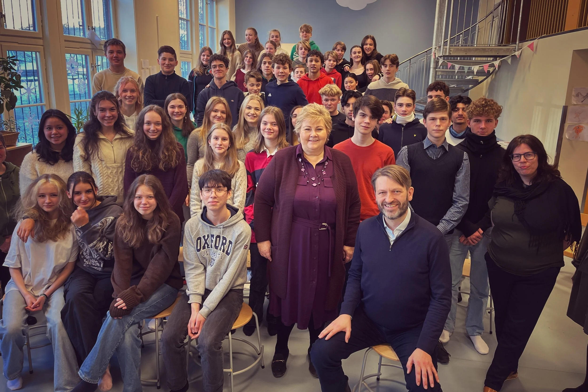 Erna Solberg besøkte Den tysk-norske skolen i Oslo