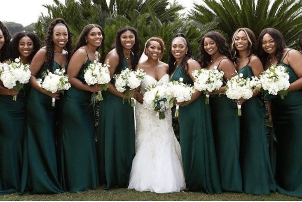 EMERALD Wedding White and greenery bouquet Wedding Party.jpg