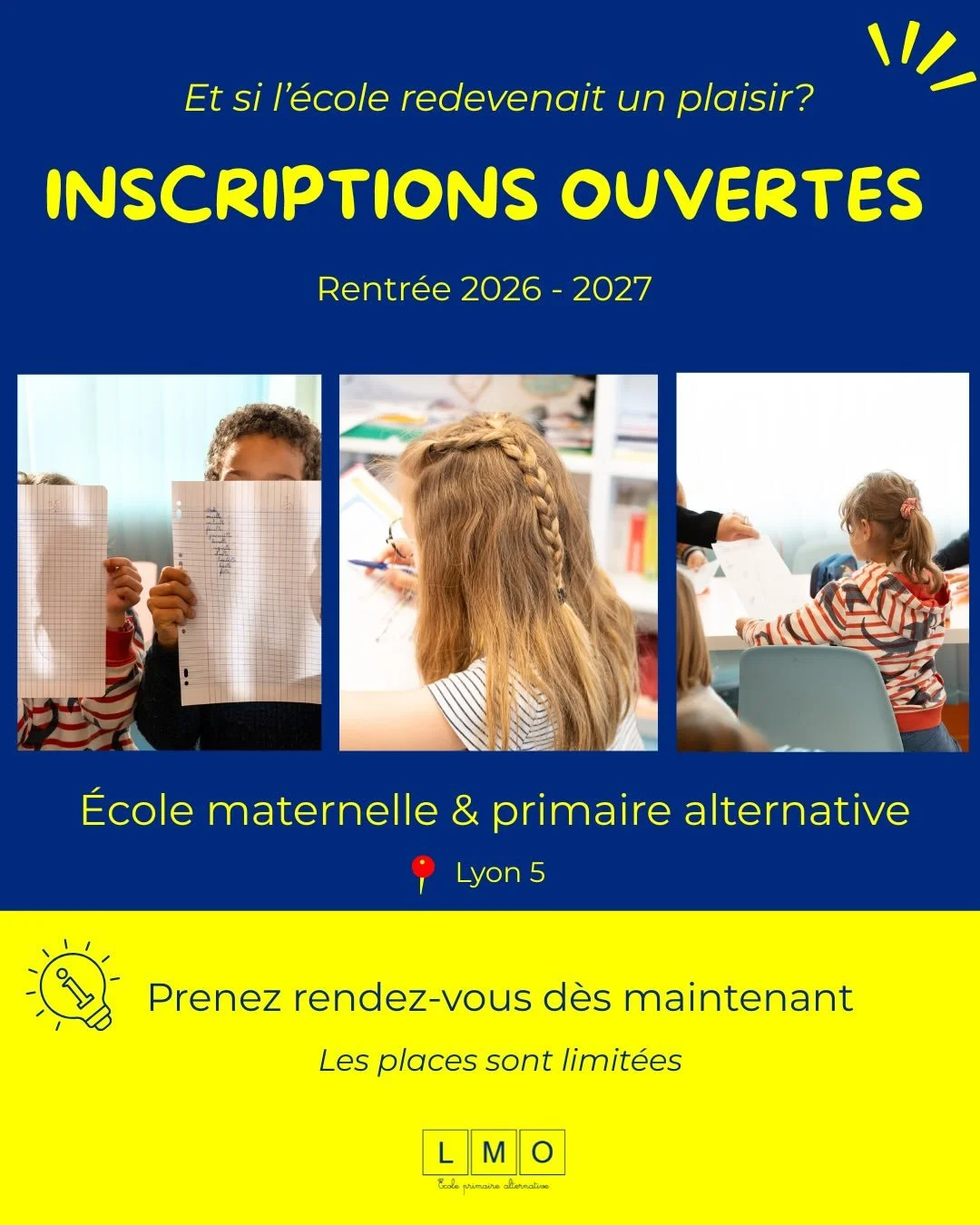 📢 Inscriptions ouvertes &ndash; rentr&eacute;e 2026/2027

Vous recherchez une &eacute;cole o&ugrave; votre enfant progresse &agrave; son rythme, dans un environnement bienveillant et exigeant &agrave; la fois ?
LMO accueille les &eacute;l&egrave;ves