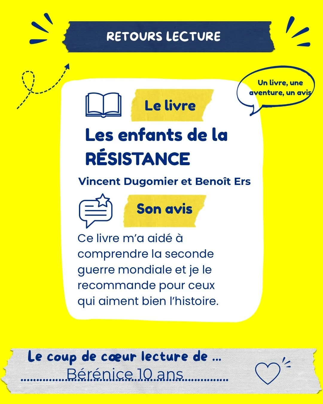 💛 Le coup de c&oelig;ur de B&eacute;r&eacute;nice 

Aujourd&rsquo;hui, elle nous partage Les enfants de la R&eacute;sistance.

📖 Parce que donner la parole aux enfants, c&rsquo;est aussi leur apprendre &agrave; exprimer leurs &eacute;motions et leu