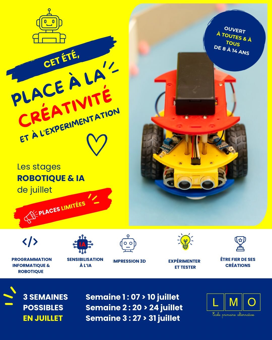 Et si votre enfant profitait des vacances pour apprendre&hellip; autrement ? 🤖
Pendant nos stages de juillet, il ne fait pas que regarder :
il cr&eacute;e, il programme, il comprend.

Robotique, impression 3D, intelligence artificielle&hellip;
 le t