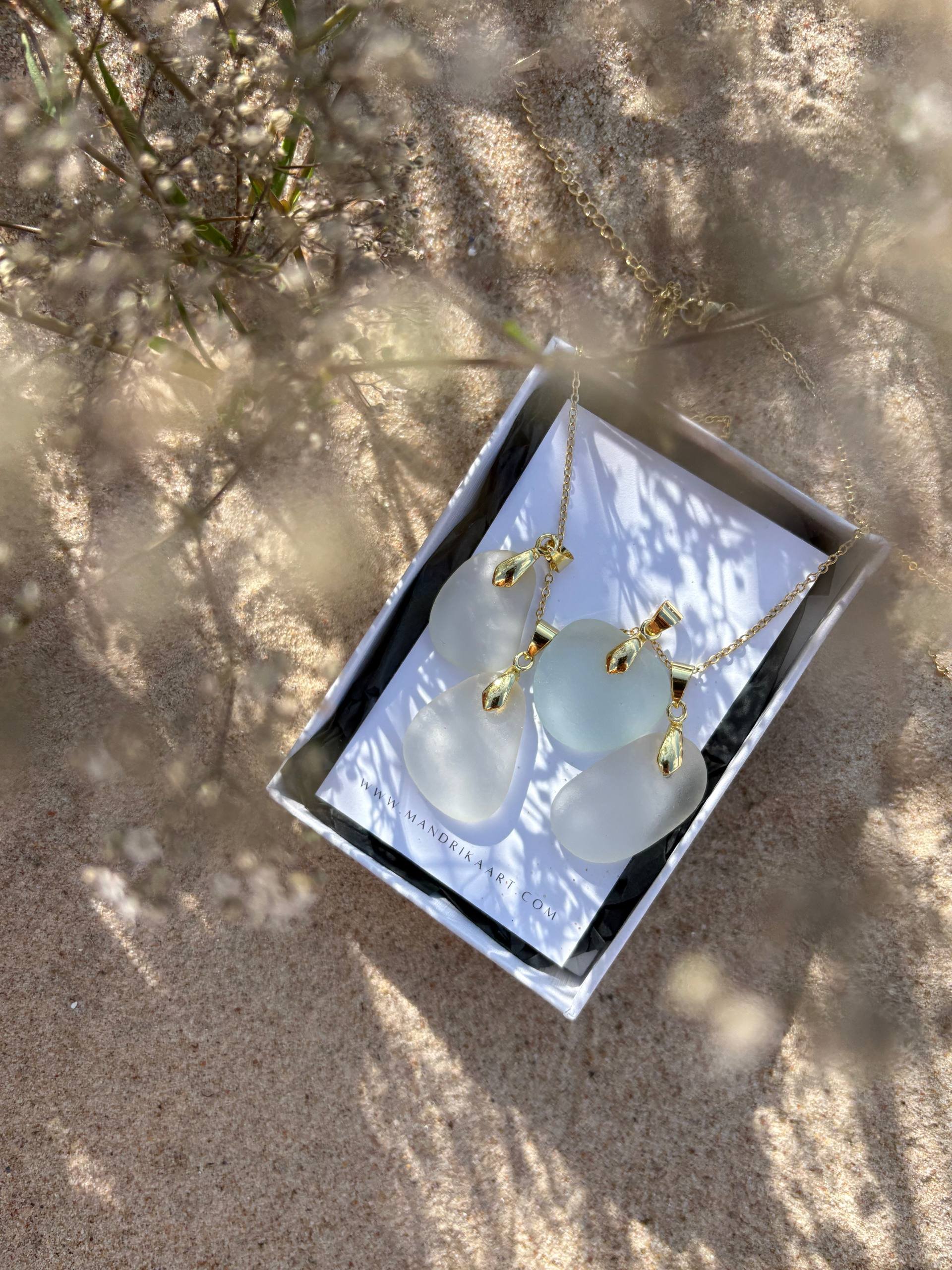 White Baltic Sea Glass Necklace – Choose Your Piece