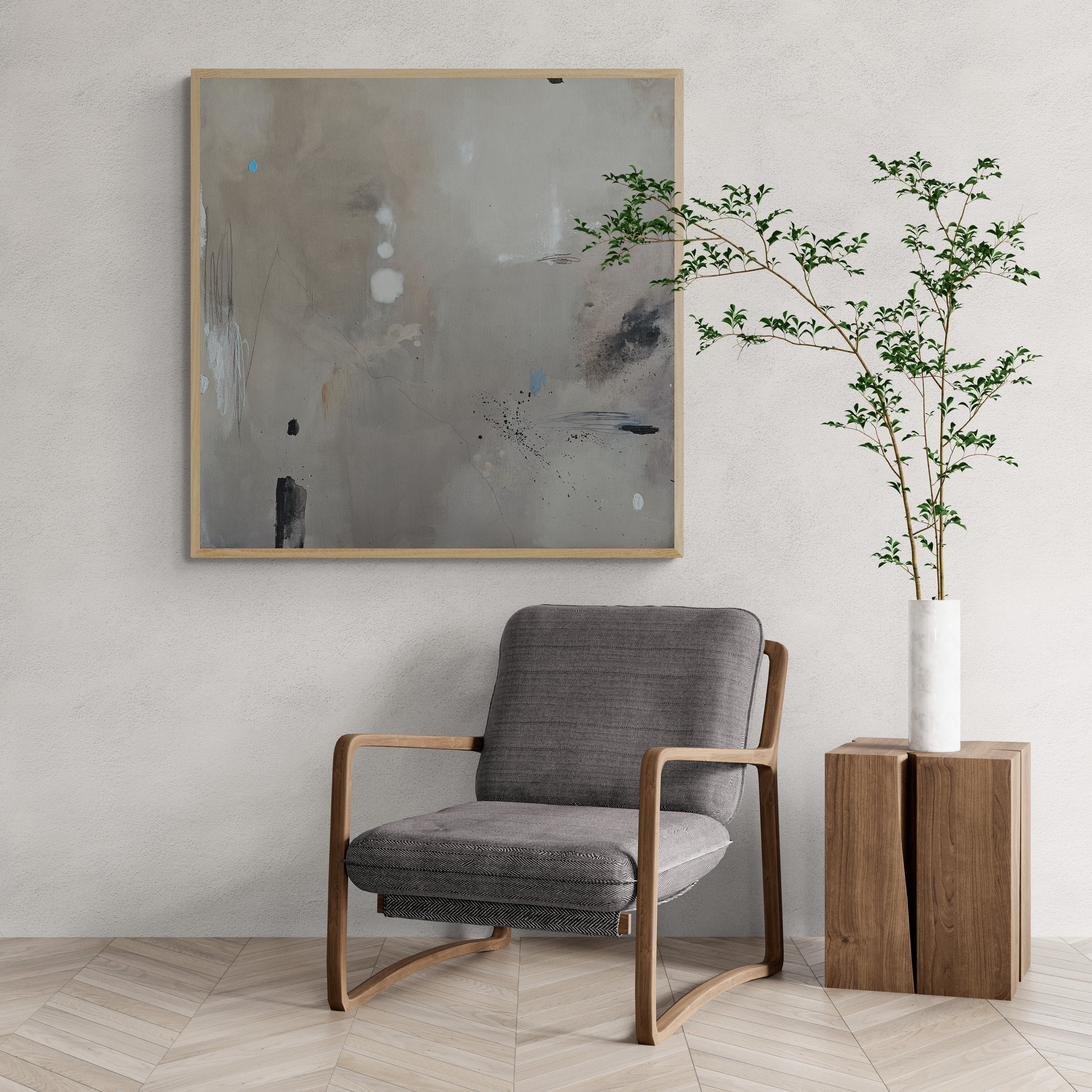 Neutral Beige Abstract Acrylic painting Wabi Sabi inspired original artwork by MandrikaArt