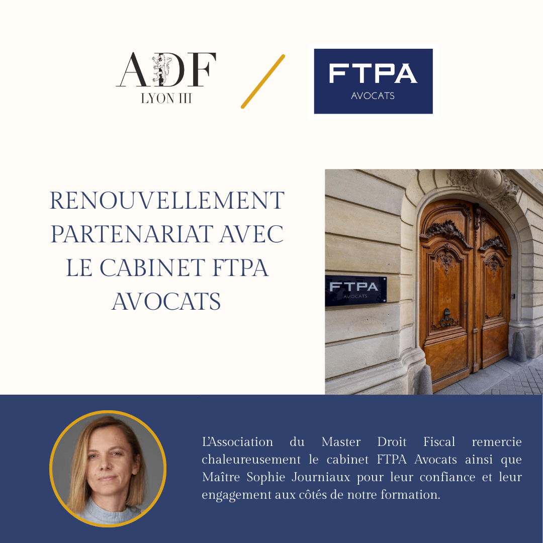 Intervention de notre partenaire - FTPA Avocats