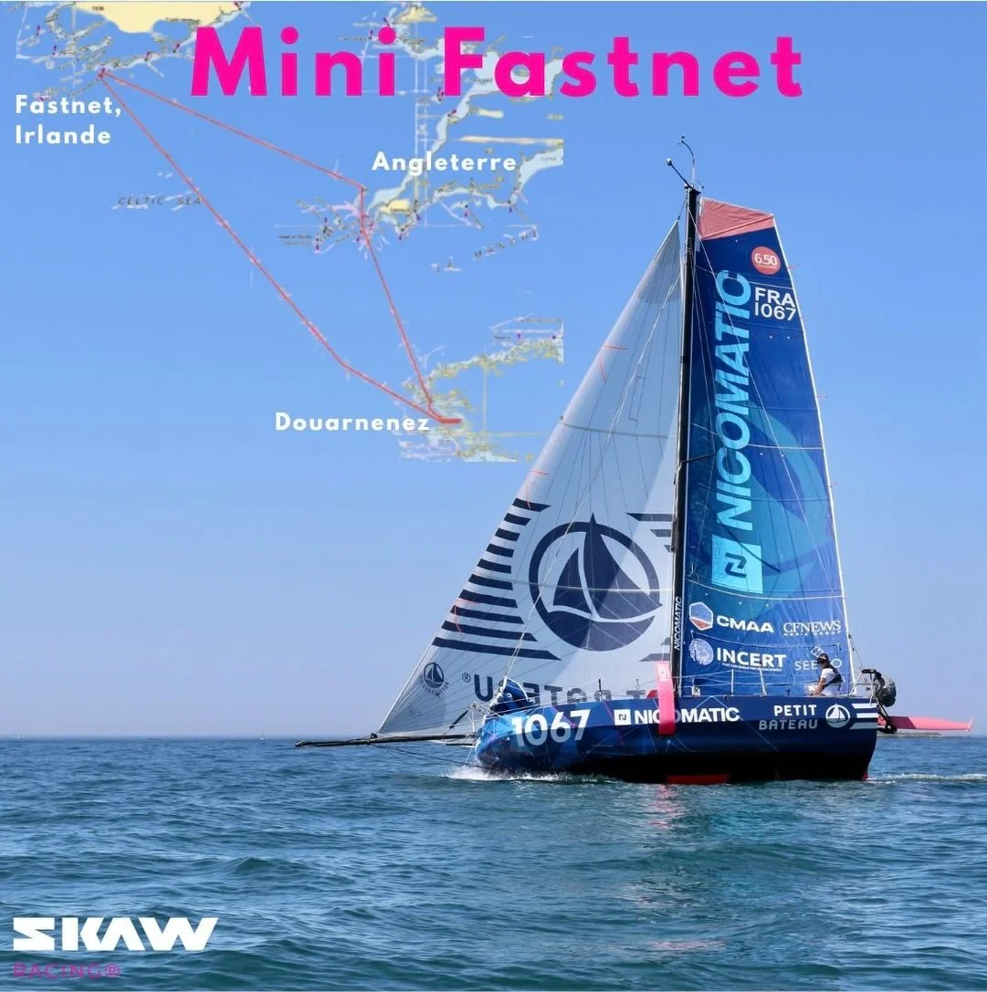 Dimanche &agrave; 19h, @benoit_marie_navigateur et moi prendrons le d&eacute;part de la Mini Fastnet, mythique course en double qui relie Douarnenez au phare du Fastnet en Irlande et dont Beno&icirc;t est tenant du titre. 
Il avait remport&eacute; ce