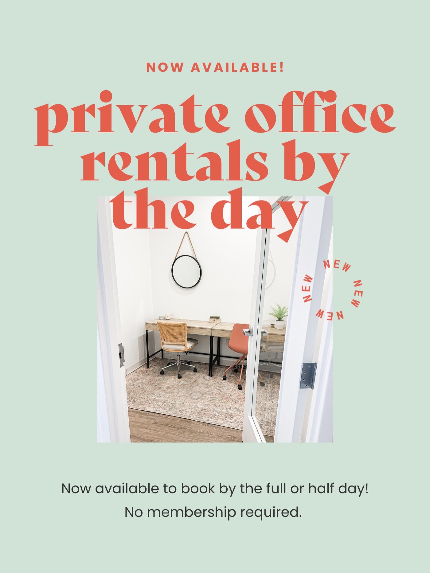 Some days you just need a door you can close. We now have private offices available to book by the full day or half day so you can drop in, focus up, and actually get things done. Book the block that fits your day. No membership required. Link in bio