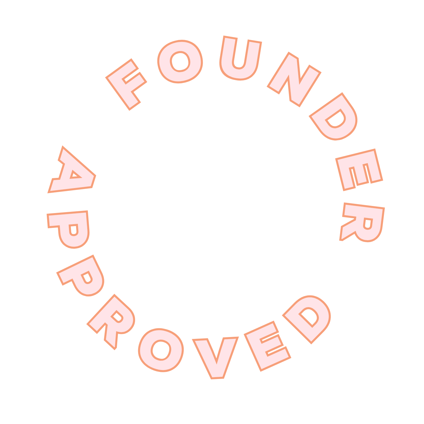 Text reading 'Found in Purposed' arranged in a circular pattern.