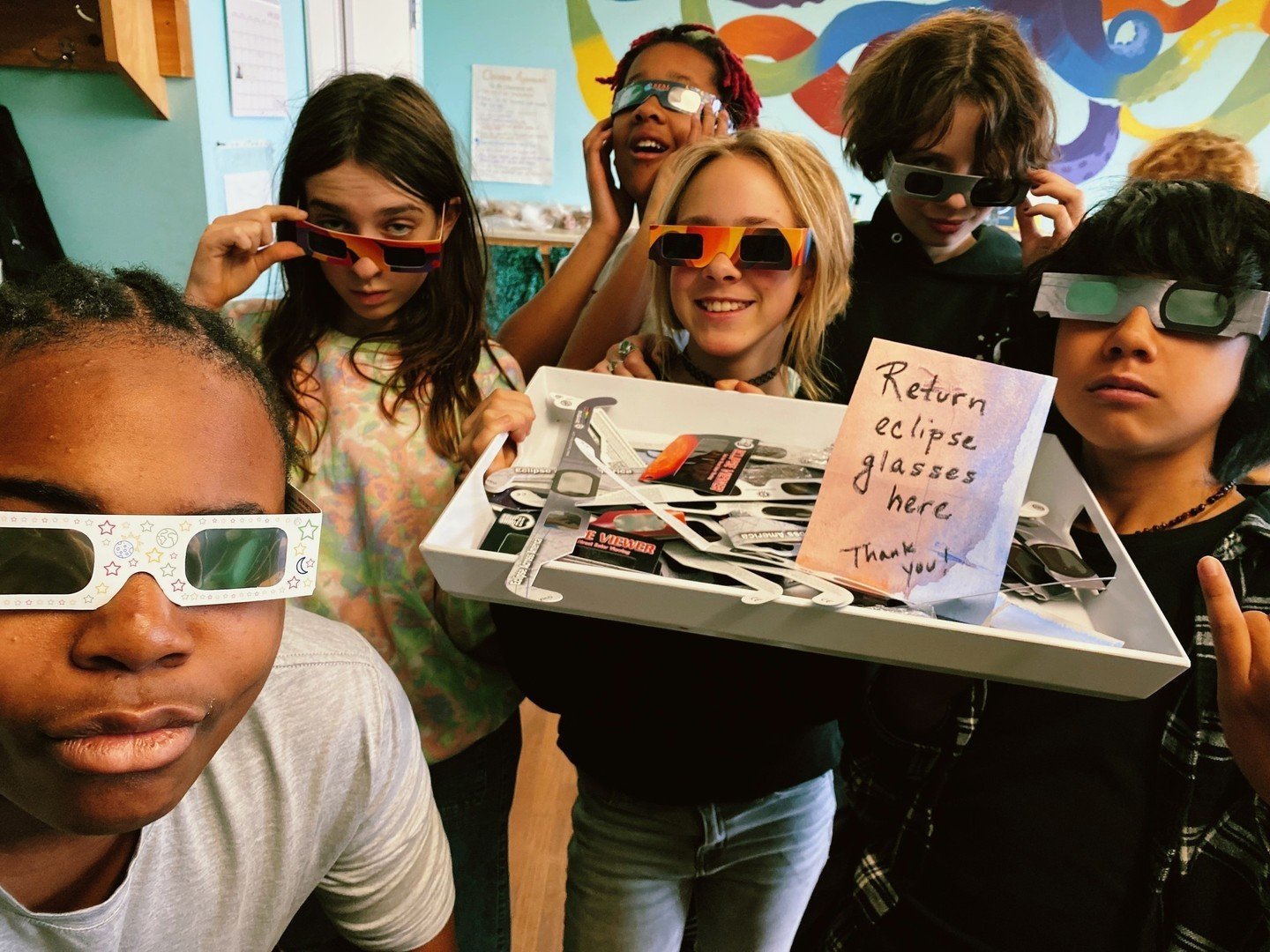 Associates of the CAASE Co. (Cool Awesome Amazing Solar Eclipse Co.) thank many community members for their donations of undamaged eclipse glasses and viewers. A 6th grade parent has connected us with a company sending these glasses to school childre