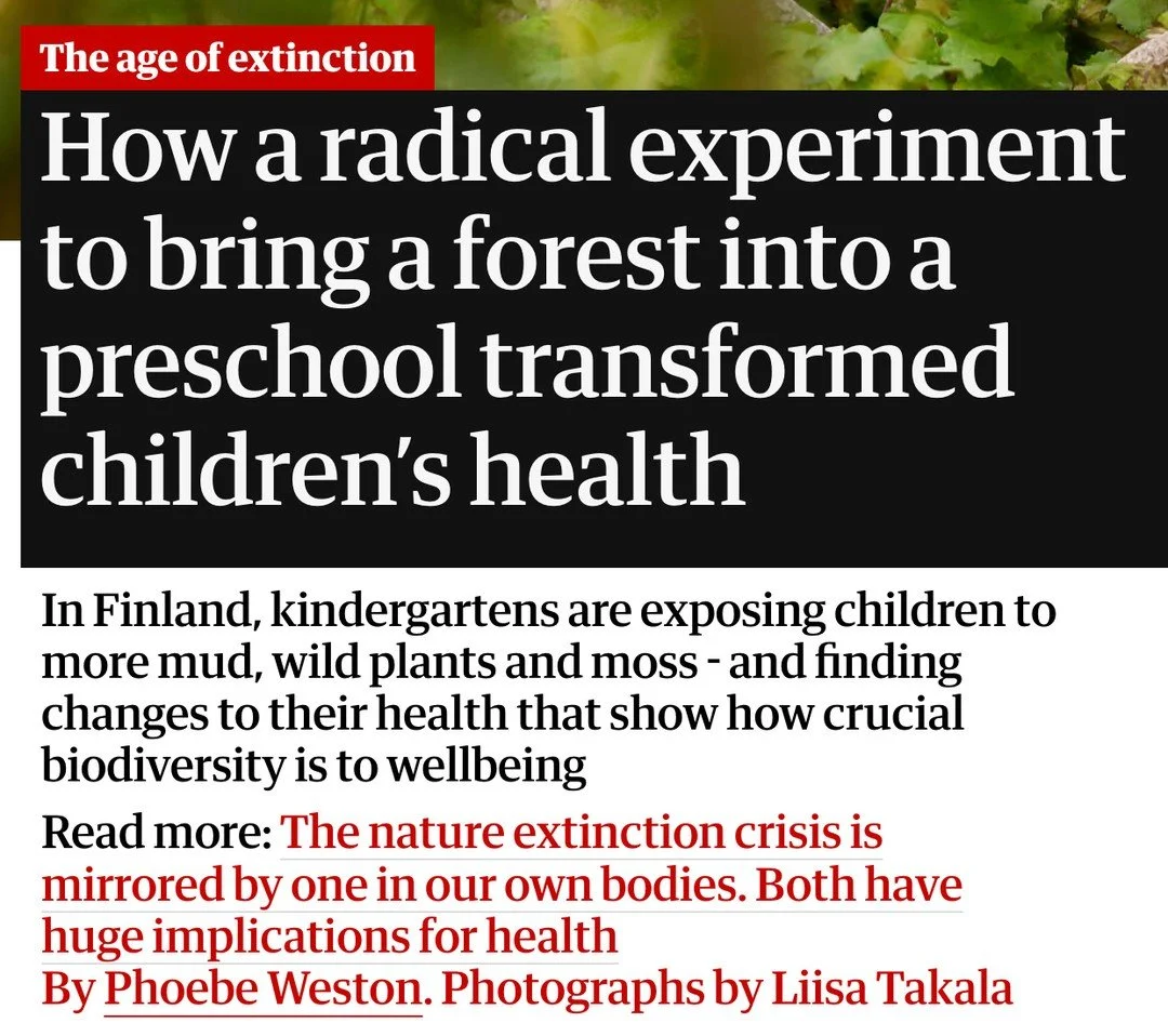 Outside time for children builds healthy guts and immune systems! Thank you, @guardian for this article!⁠
⁠
https://www.theguardian.com/environment/2025/oct/29/soil-sandpit-children-dirty-biodiversity-finnish-nurseries-research-microbes-bacteria-aoe⁠