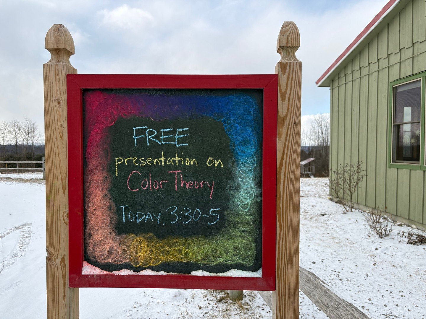 Our free presentation on Color Theory with Andrea Staffeld is on for this afternoon, 3:30-5pm.⁠
⁠
Andrea's painting workshop will be this Saturday and next, because of the coming storm!⁠
⁠
⁠
#lazure #painting #colortheory #mural #Goethe #anthroposoph