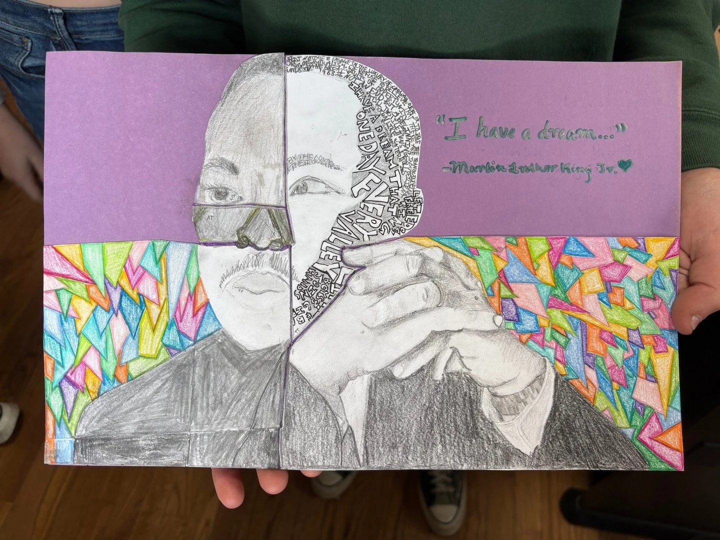 Our 8th graders present to you their collaborative collage of Dr. Martin Luther King, Jr. ⁠
⁠
Today this group of students made 119 sandwiches and delivered them to Mutual Aid food drops in the Ithaca area, as an act of service in honor of Dr. King.⁠