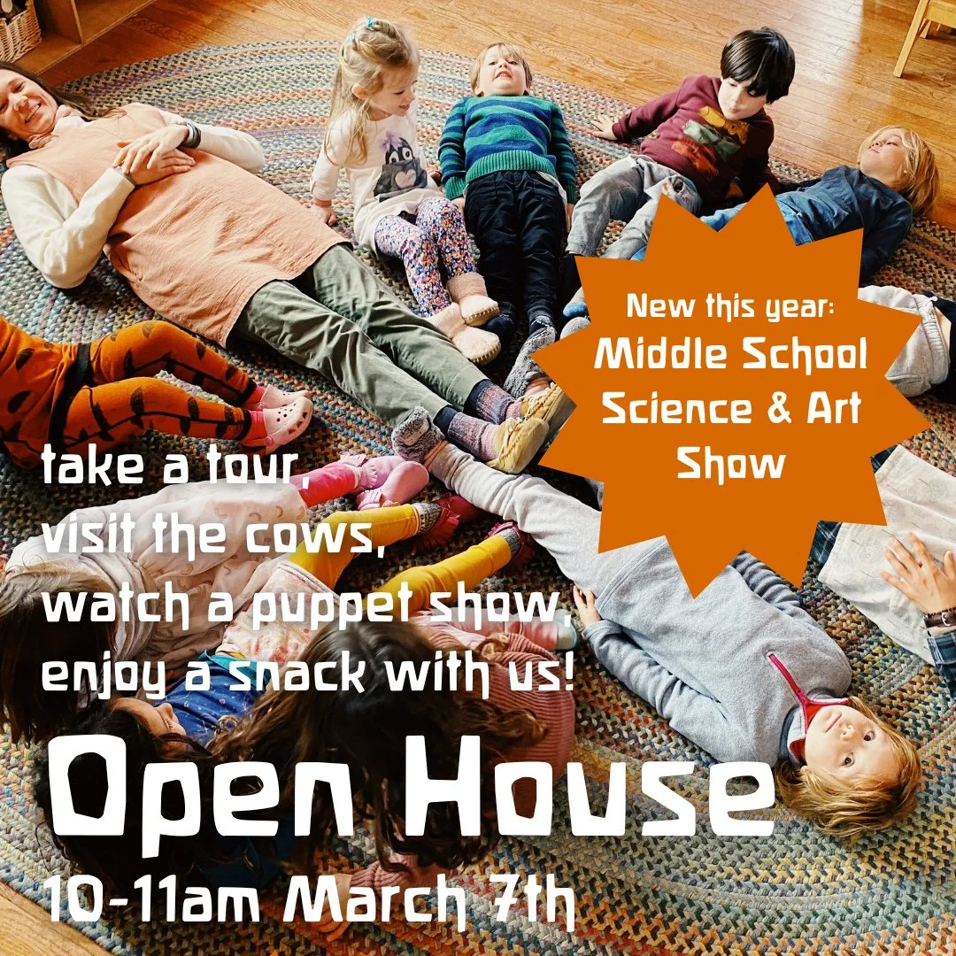 Join us for a puppet show, snack, tour, and show of work from our Middle School!⁠
⁠
⁠
#localevents #familyfun #community #waldorfcommunity #communitybuilding⁠
#preschool #kindergarten #elementary #middleschool #ithacawaldorf #ithacawaldorfschool #ith