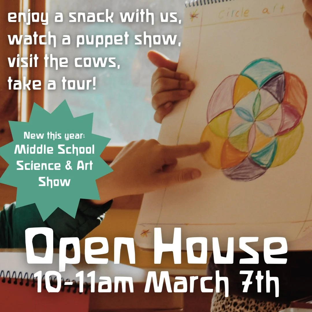 Join us for a puppet show, snack, tour, and show of work from our Middle School!⁠
⁠
⁠
#localevents #familyfun #community #waldorfcommunity #communitybuilding⁠
#preschool #kindergarten #elementary #middleschool #ithacawaldorf #ithacawaldorfschool #ith