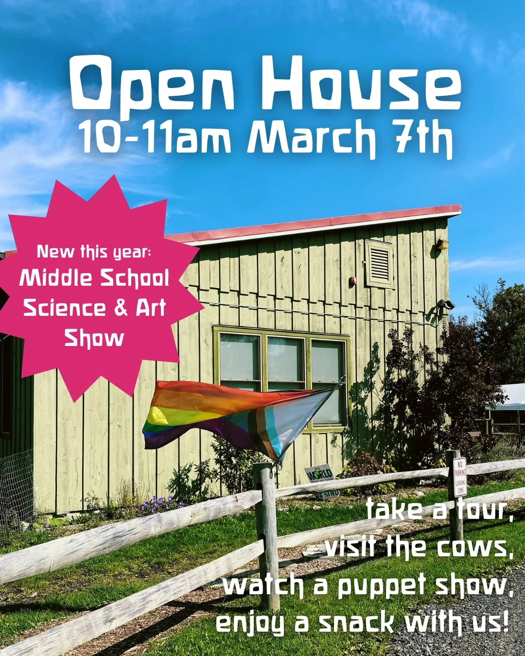 Join us for a puppet show, snack, tour, and show of work from our Middle School!⁠
⁠
⁠
#localevents #familyfun #community #waldorfcommunity #communitybuilding⁠
#preschool #kindergarten #elementary #middleschool #ithacawaldorf #ithacawaldorfschool #ith